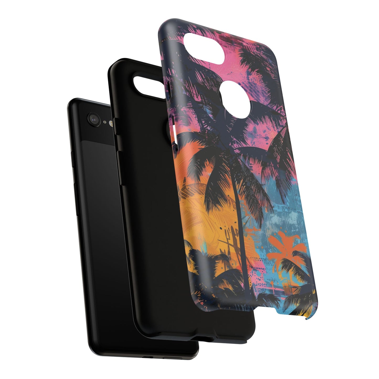 Tropical Phone Case - Colorful Palm Tree Design, Summer Vibes, Beach Lover Gift, Customizable Cover, Fun Accessory