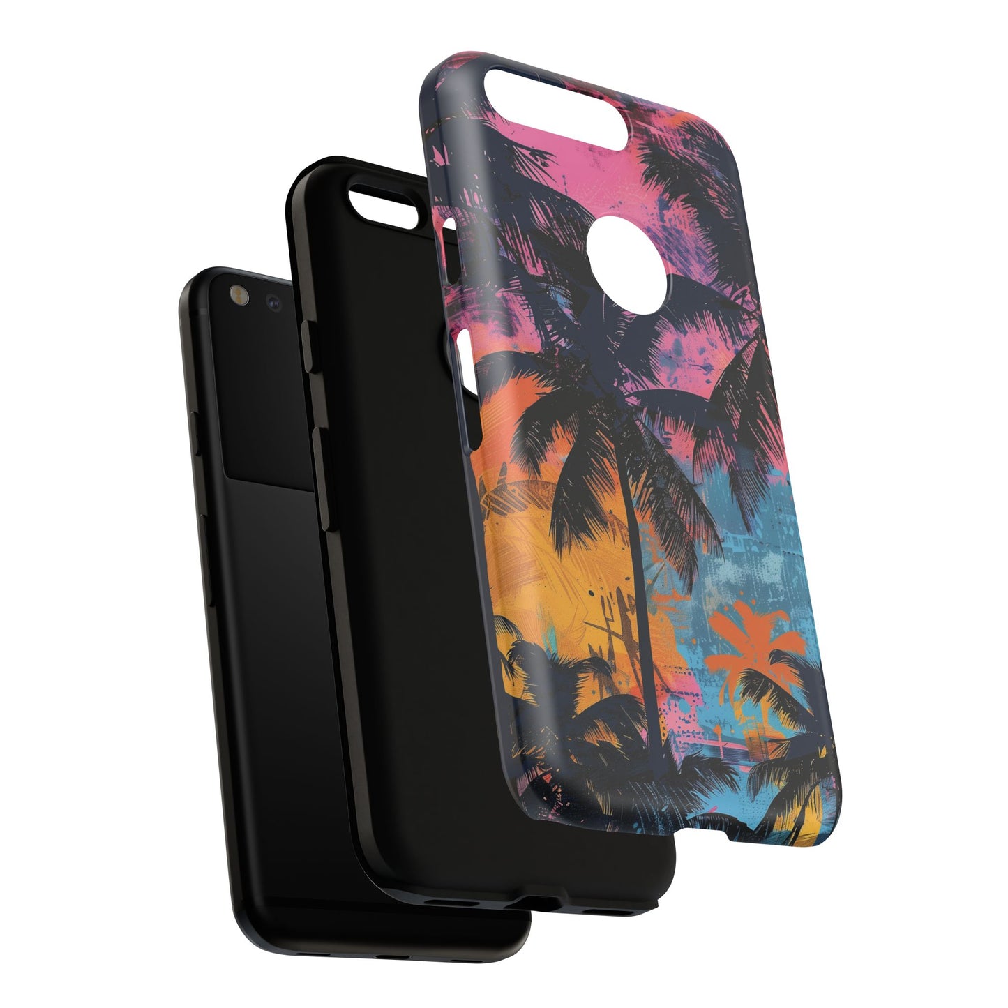 Tropical Phone Case - Colorful Palm Tree Design, Summer Vibes, Beach Lover Gift, Customizable Cover, Fun Accessory