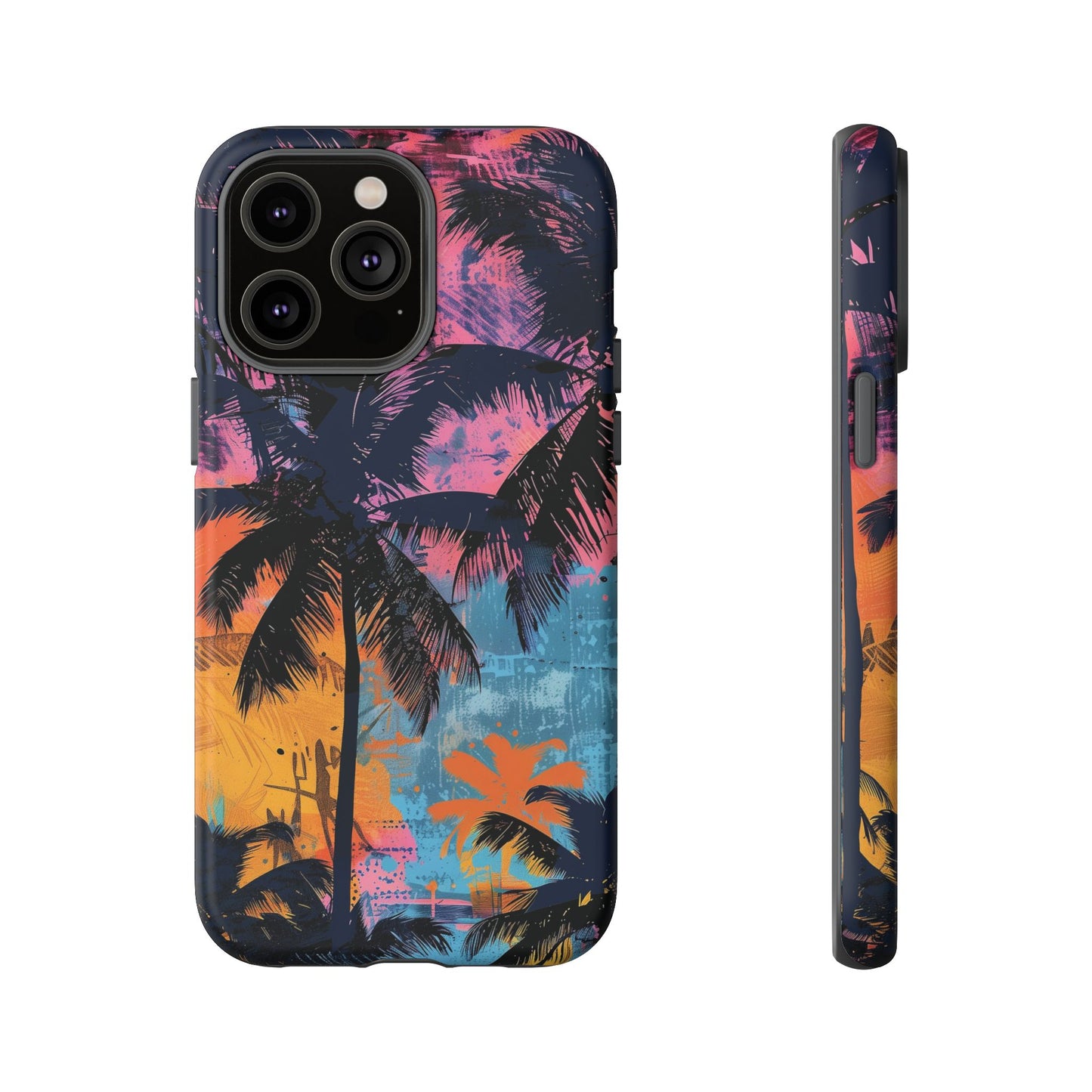 Tropical Phone Case - Colorful Palm Tree Design, Summer Vibes, Beach Lover Gift, Customizable Cover, Fun Accessory
