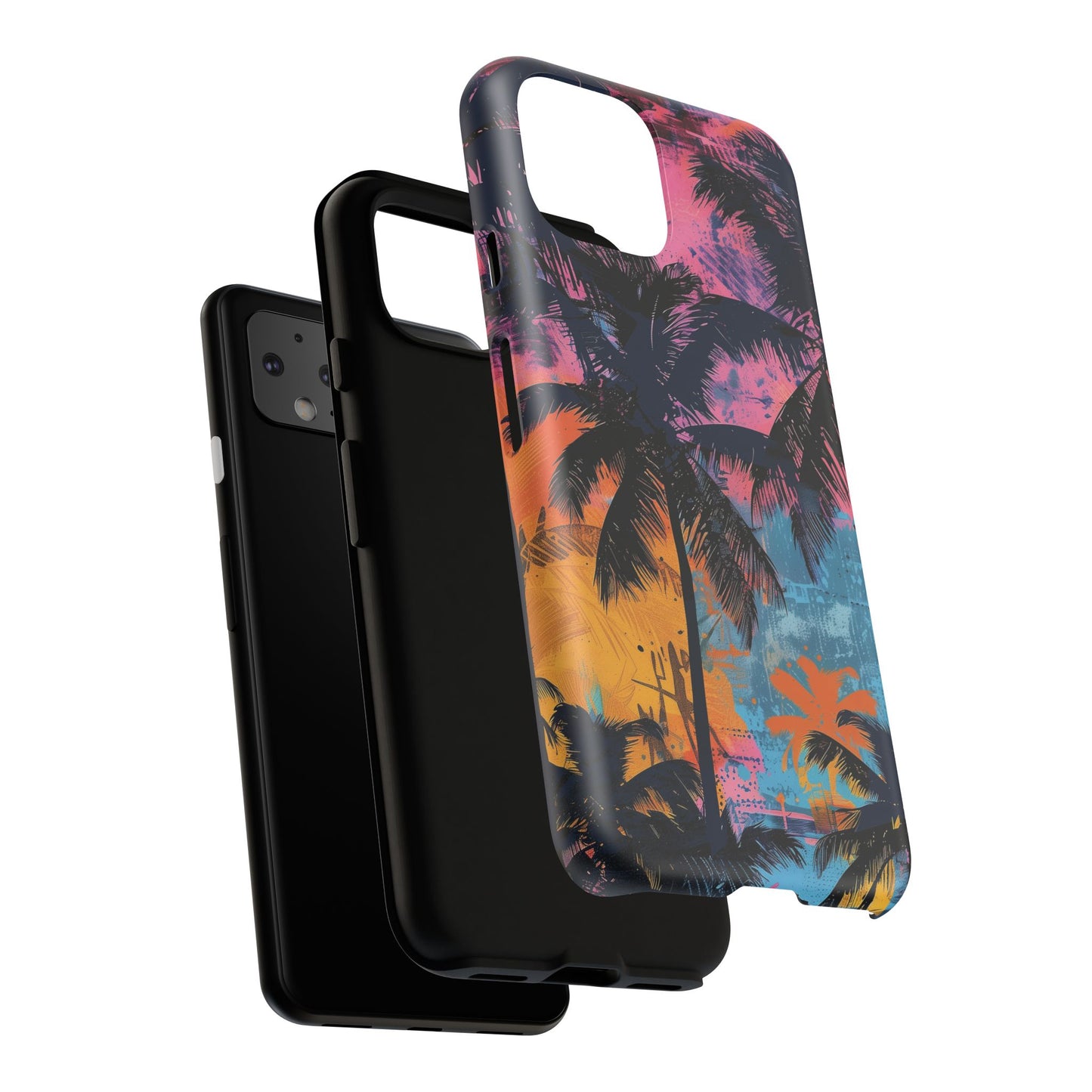 Tropical Phone Case - Colorful Palm Tree Design, Summer Vibes, Beach Lover Gift, Customizable Cover, Fun Accessory