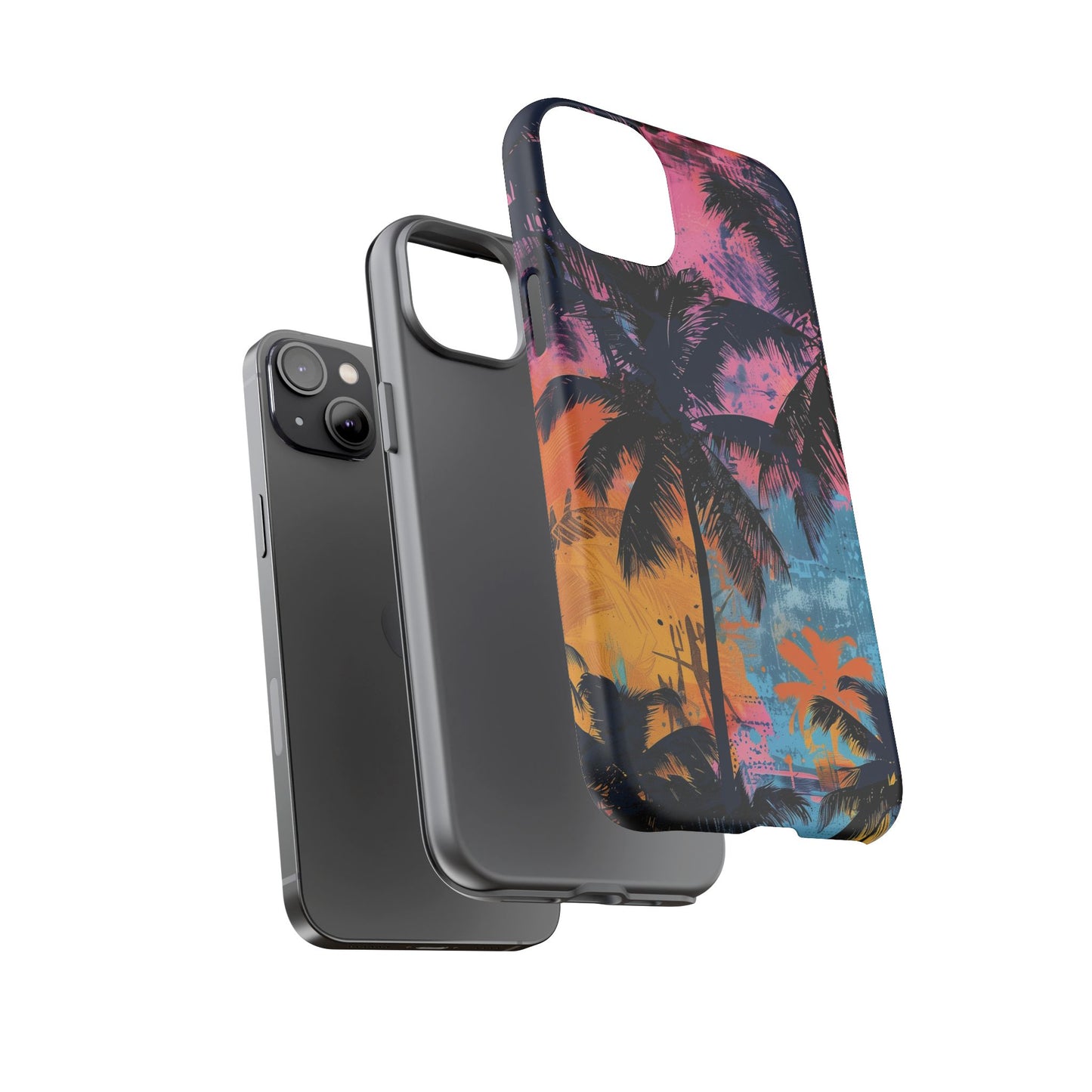 Tropical Phone Case - Colorful Palm Tree Design, Summer Vibes, Beach Lover Gift, Customizable Cover, Fun Accessory