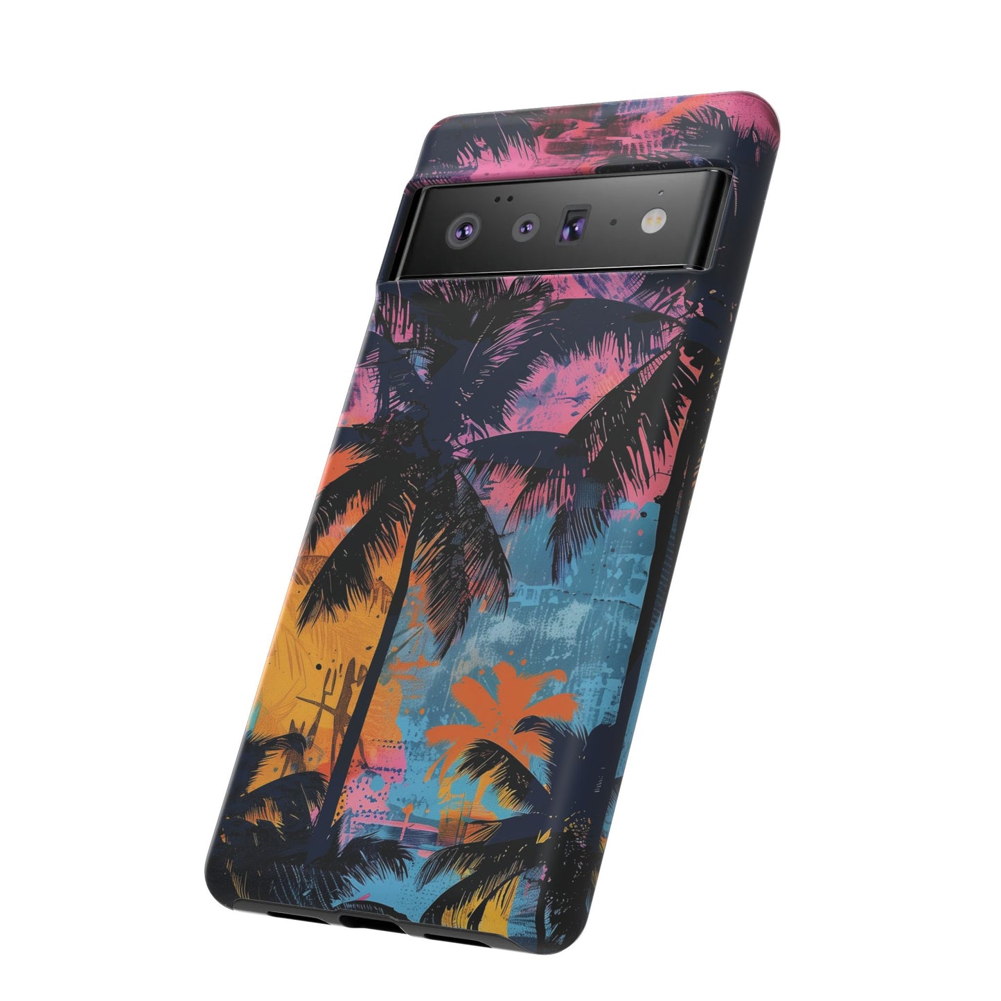 Tropical Phone Case - Colorful Palm Tree Design, Summer Vibes, Beach Lover Gift, Customizable Cover, Fun Accessory