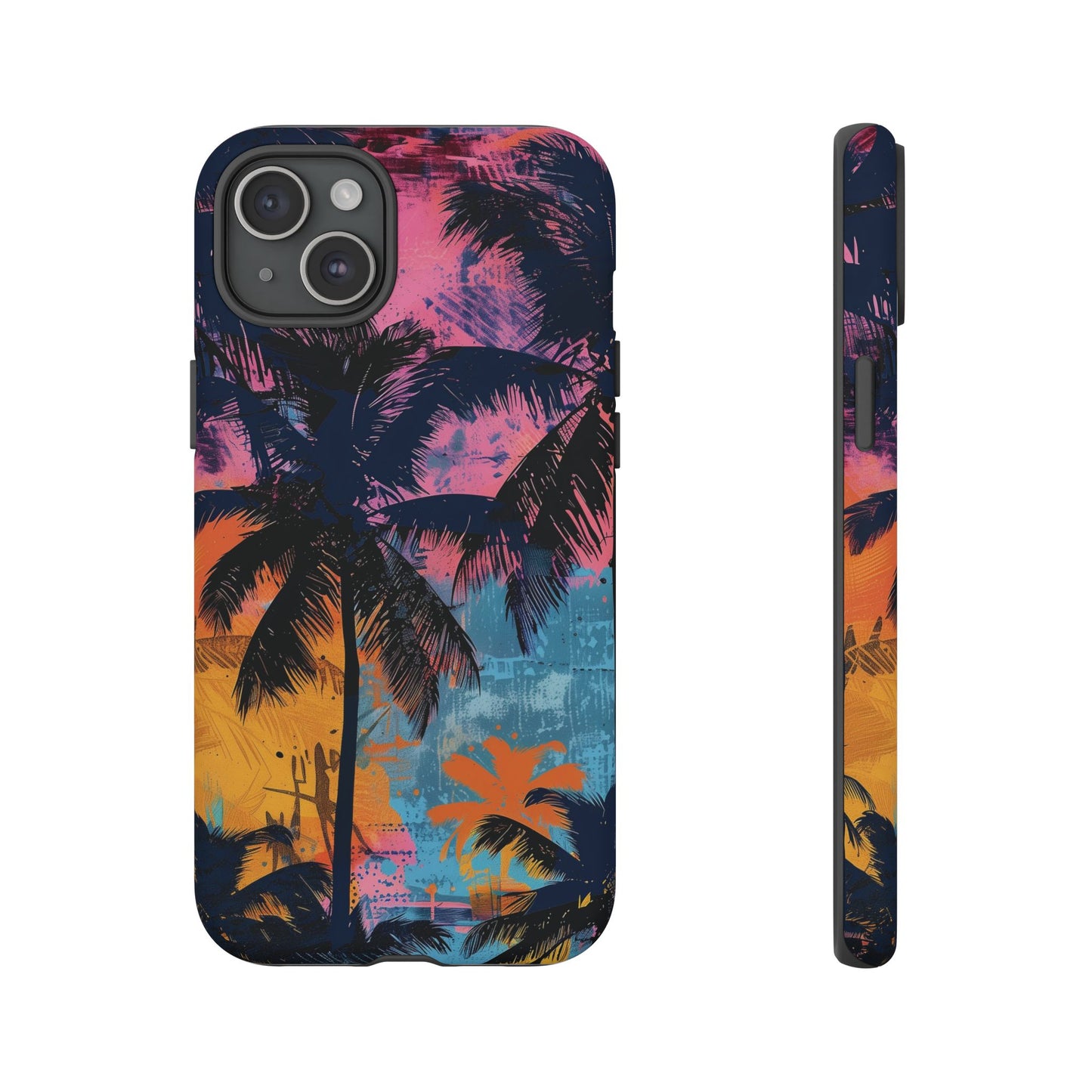 Tropical Phone Case - Colorful Palm Tree Design, Summer Vibes, Beach Lover Gift, Customizable Cover, Fun Accessory