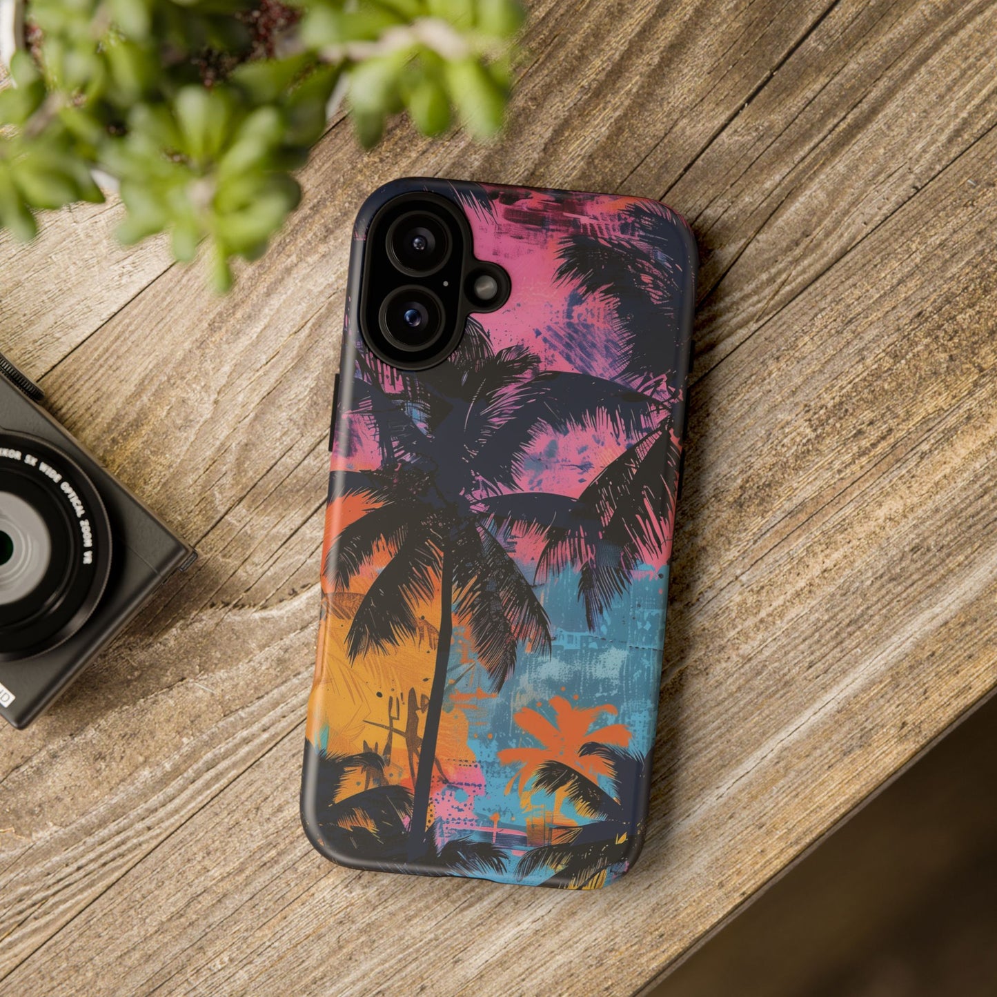 Tropical Phone Case - Colorful Palm Tree Design, Summer Vibes, Beach Lover Gift, Customizable Cover, Fun Accessory