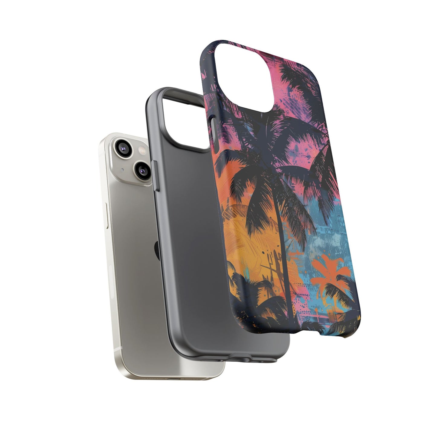 Tropical Phone Case - Colorful Palm Tree Design, Summer Vibes, Beach Lover Gift, Customizable Cover, Fun Accessory