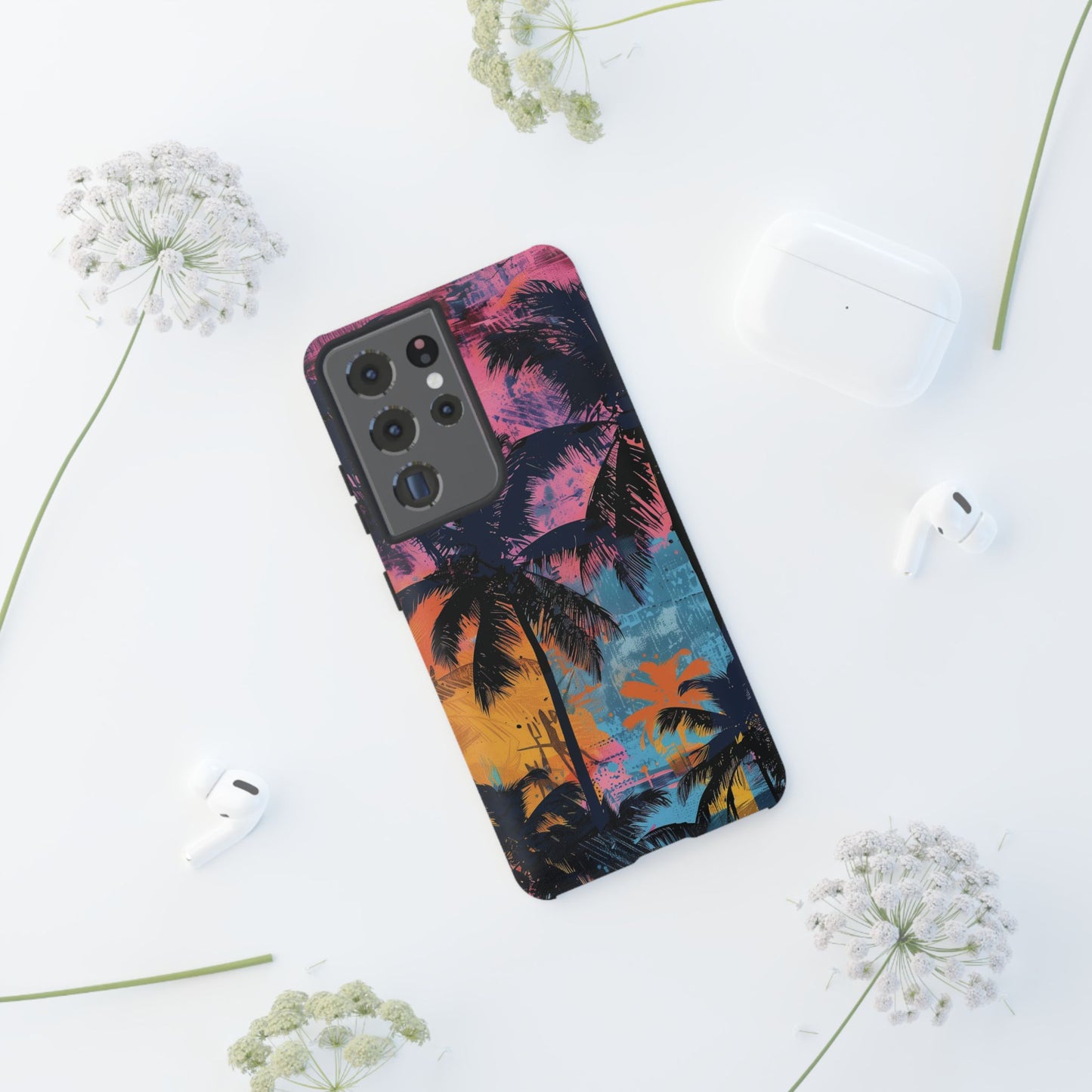 Tropical Phone Case - Colorful Palm Tree Design, Summer Vibes, Beach Lover Gift, Customizable Cover, Fun Accessory