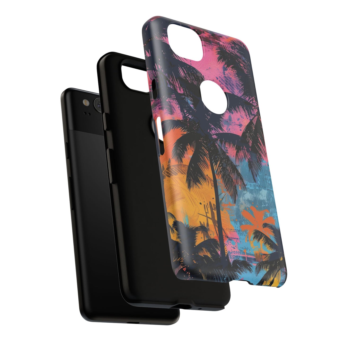Tropical Phone Case - Colorful Palm Tree Design, Summer Vibes, Beach Lover Gift, Customizable Cover, Fun Accessory
