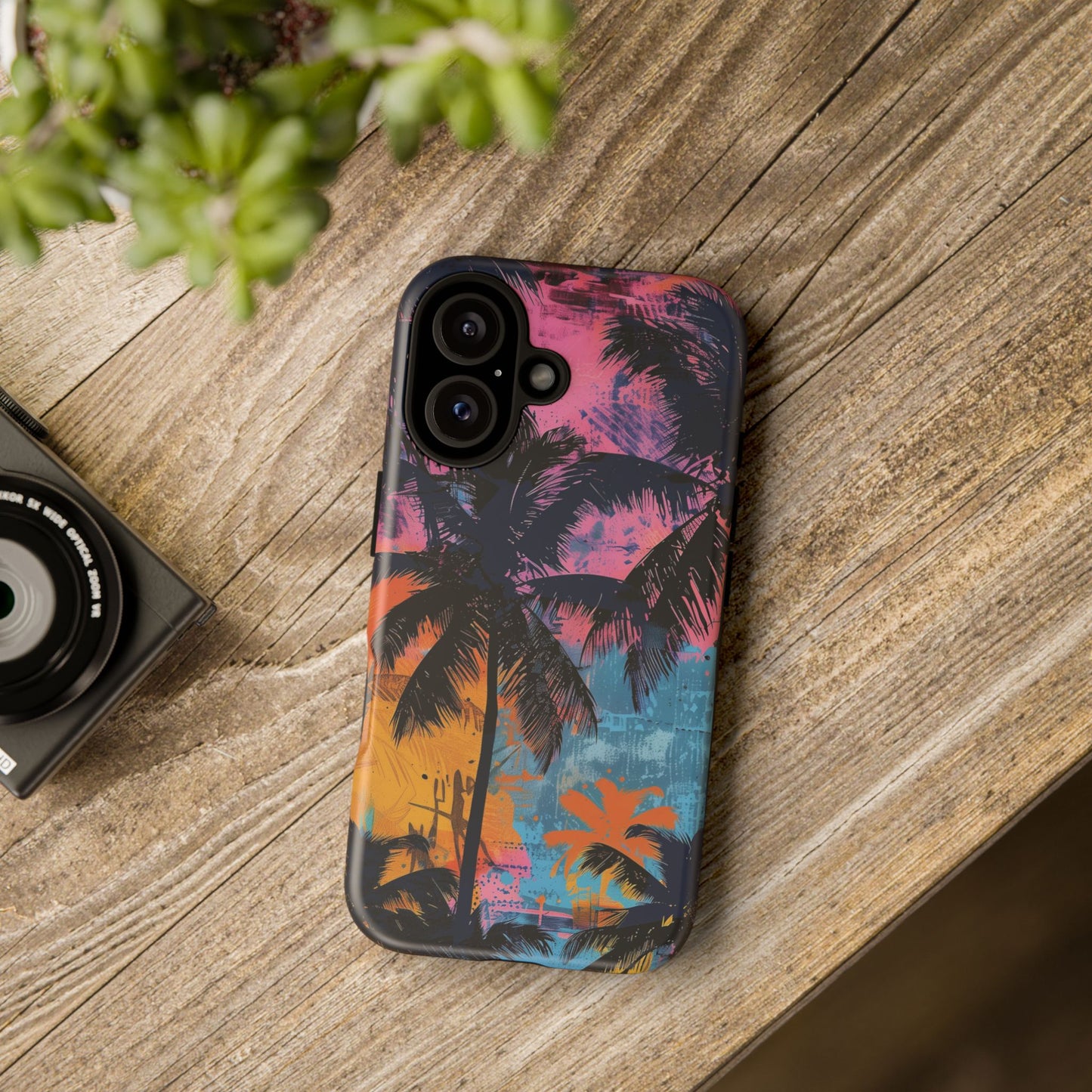Tropical Phone Case - Colorful Palm Tree Design, Summer Vibes, Beach Lover Gift, Customizable Cover, Fun Accessory