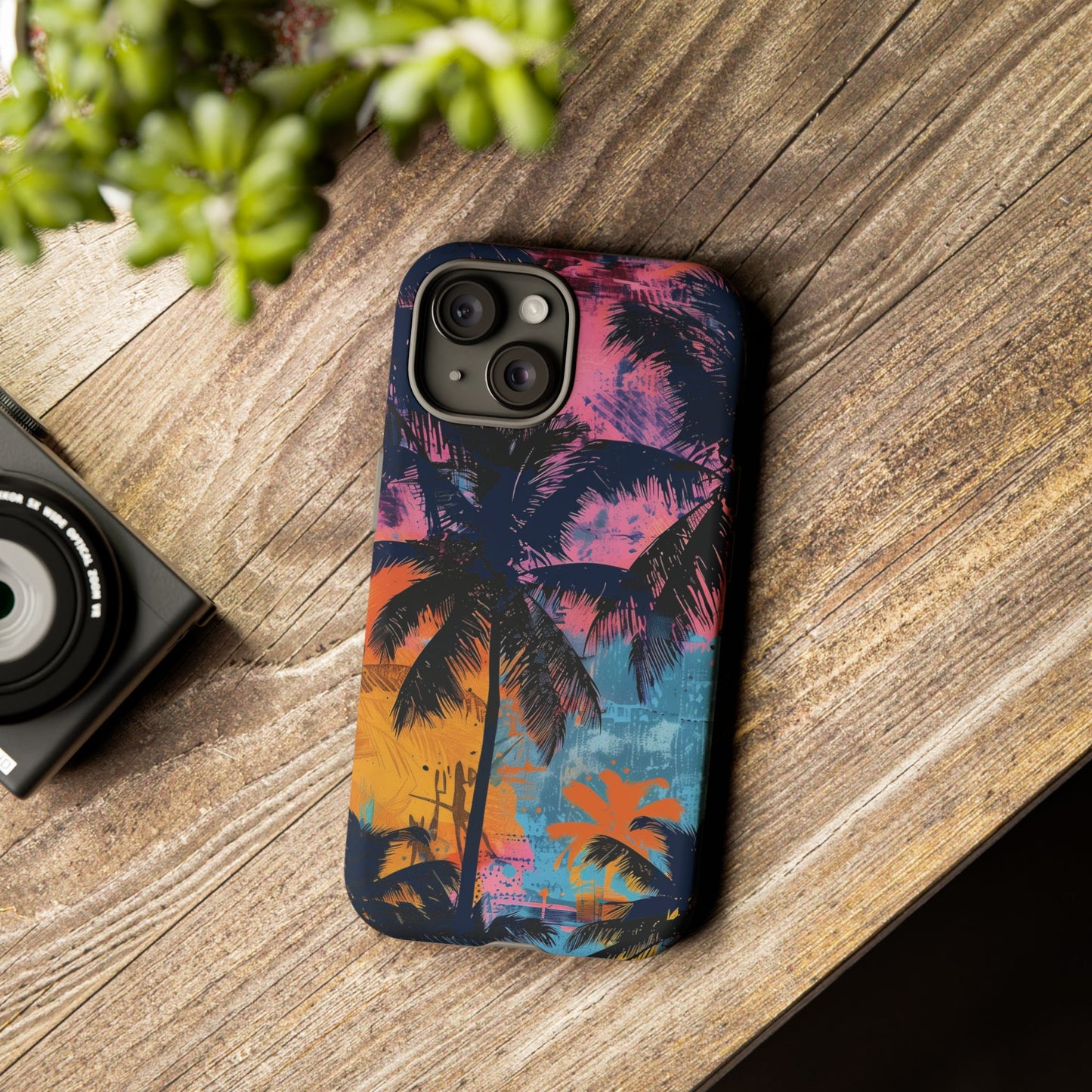 Tropical Phone Case - Colorful Palm Tree Design, Summer Vibes, Beach Lover Gift, Customizable Cover, Fun Accessory