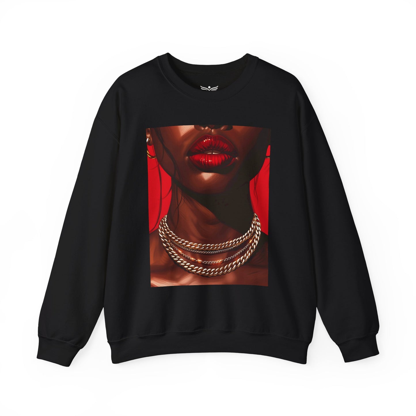 RED LIPS GOLD CHAINS - Unisex Sweatshirt
