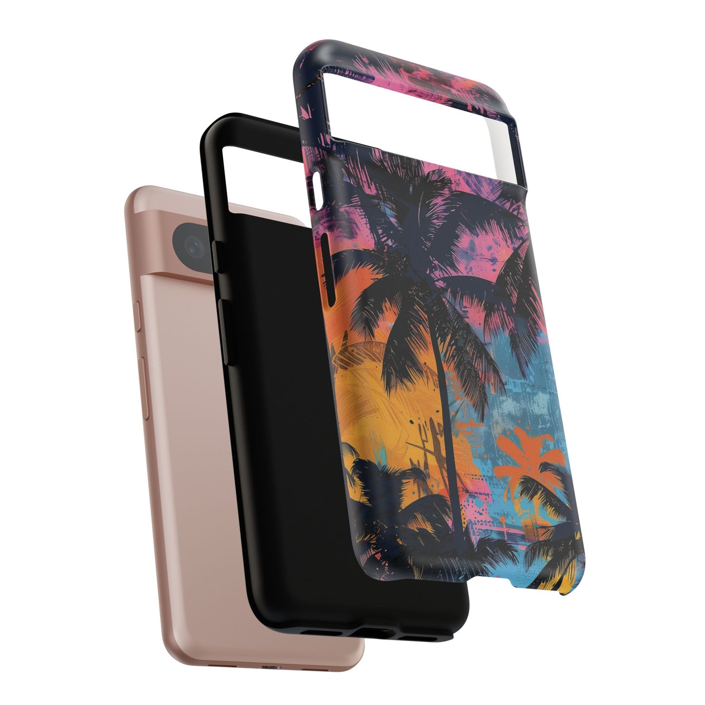 Tropical Phone Case - Colorful Palm Tree Design, Summer Vibes, Beach Lover Gift, Customizable Cover, Fun Accessory