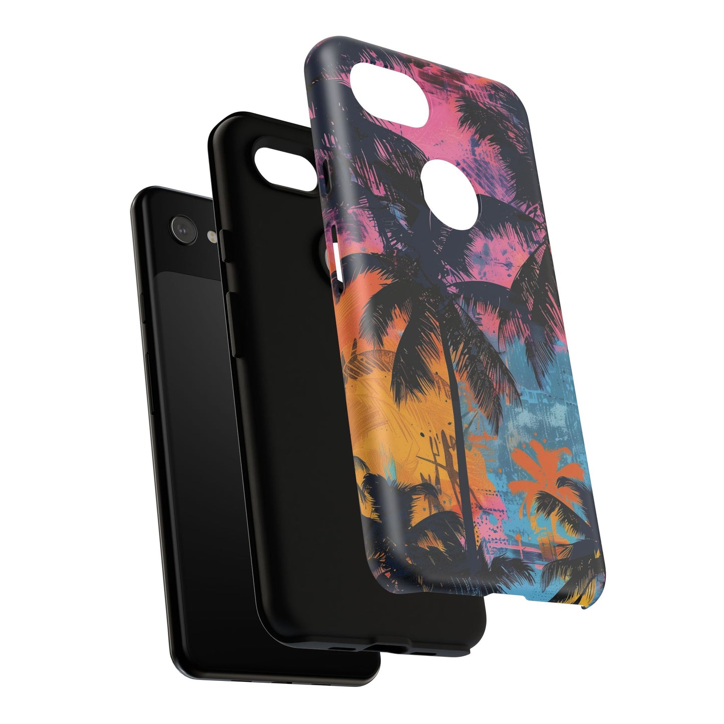 Tropical Phone Case - Colorful Palm Tree Design, Summer Vibes, Beach Lover Gift, Customizable Cover, Fun Accessory
