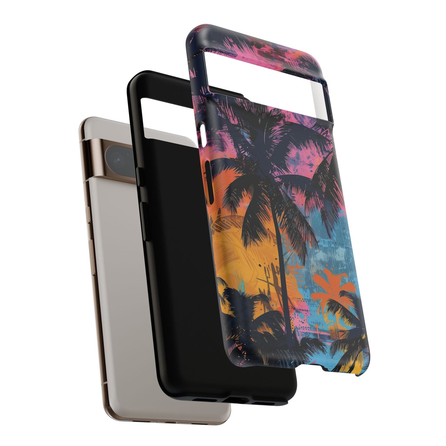 Tropical Phone Case - Colorful Palm Tree Design, Summer Vibes, Beach Lover Gift, Customizable Cover, Fun Accessory