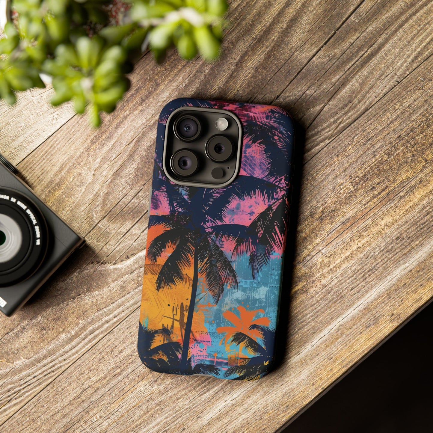 Tropical Phone Case - Colorful Palm Tree Design, Summer Vibes, Beach Lover Gift, Customizable Cover, Fun Accessory