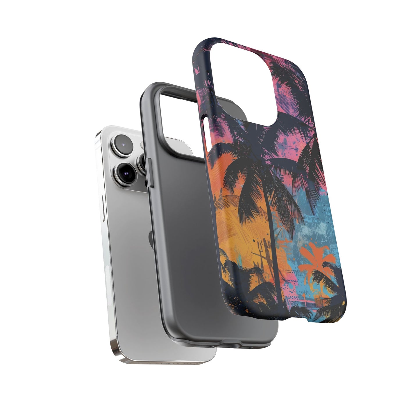 Tropical Phone Case - Colorful Palm Tree Design, Summer Vibes, Beach Lover Gift, Customizable Cover, Fun Accessory