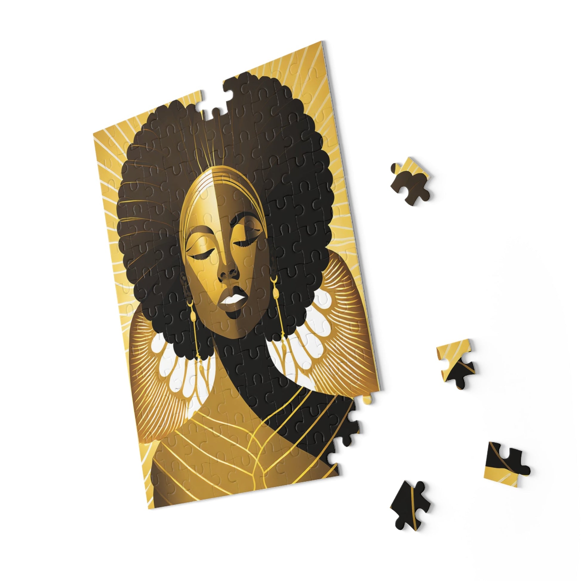 Jigsaw puzzle with a decorative design on a white background