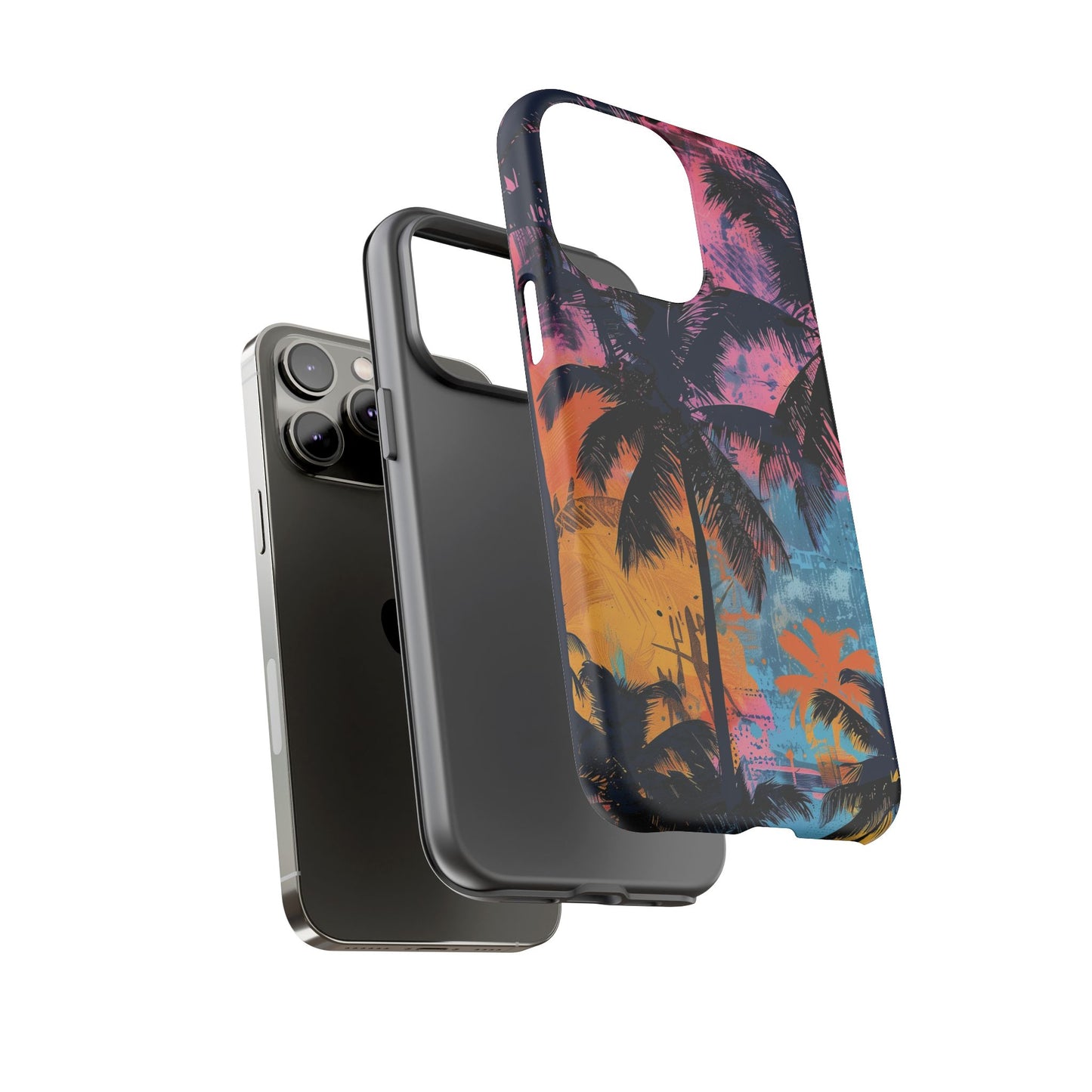 Tropical Phone Case - Colorful Palm Tree Design, Summer Vibes, Beach Lover Gift, Customizable Cover, Fun Accessory