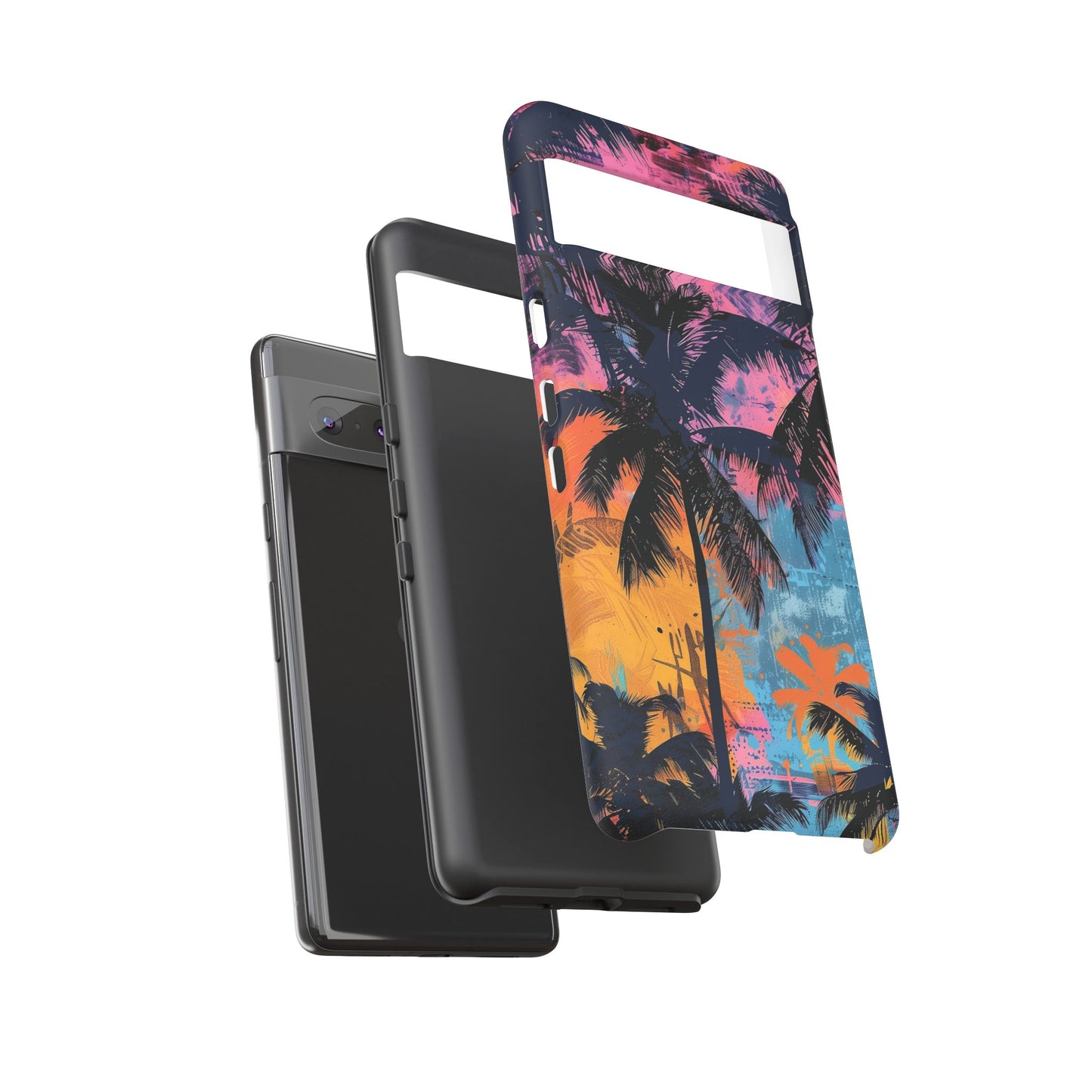 Tropical Phone Case - Colorful Palm Tree Design, Summer Vibes, Beach Lover Gift, Customizable Cover, Fun Accessory
