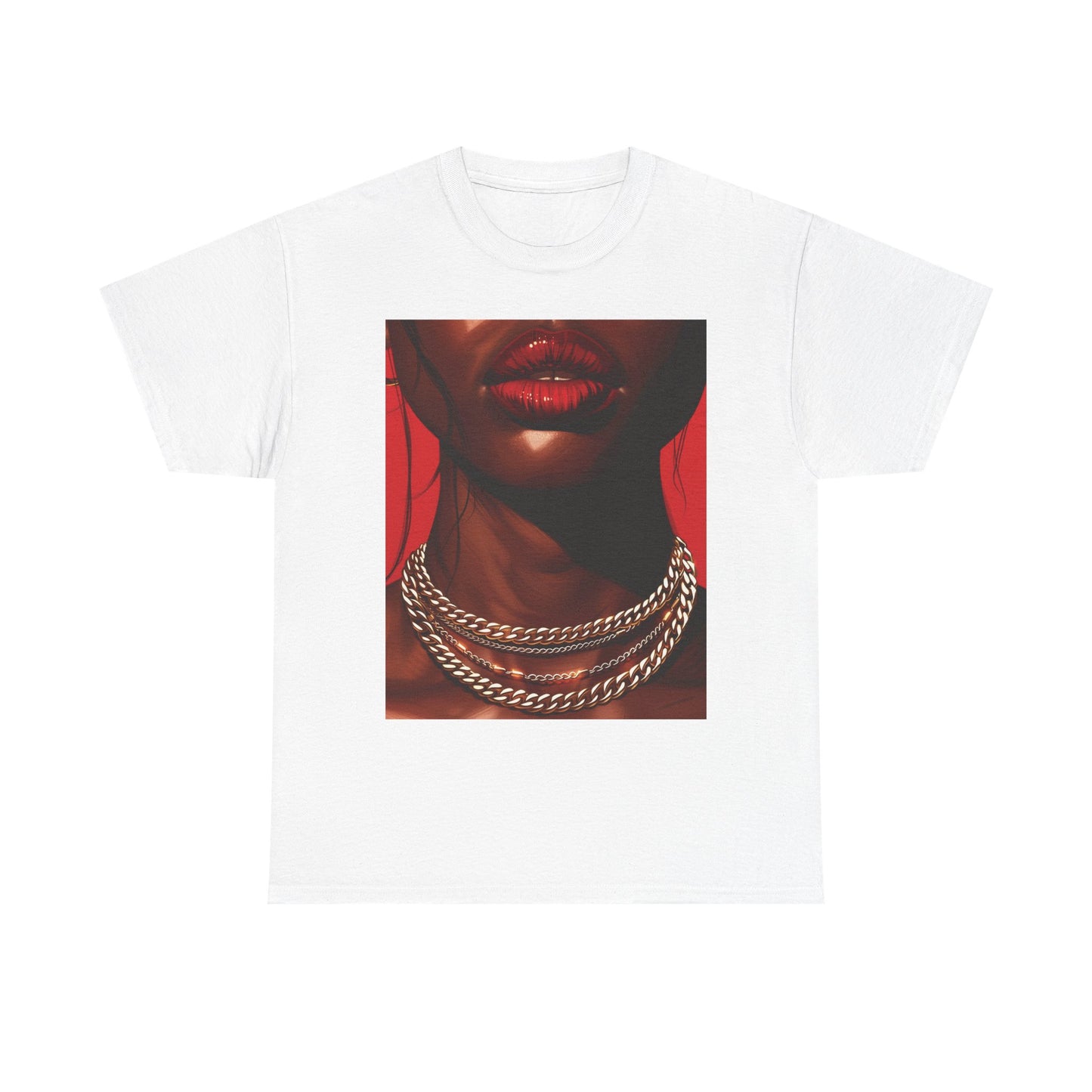 RED LIPS GOLD CHAINS - Unisex t-Shirt