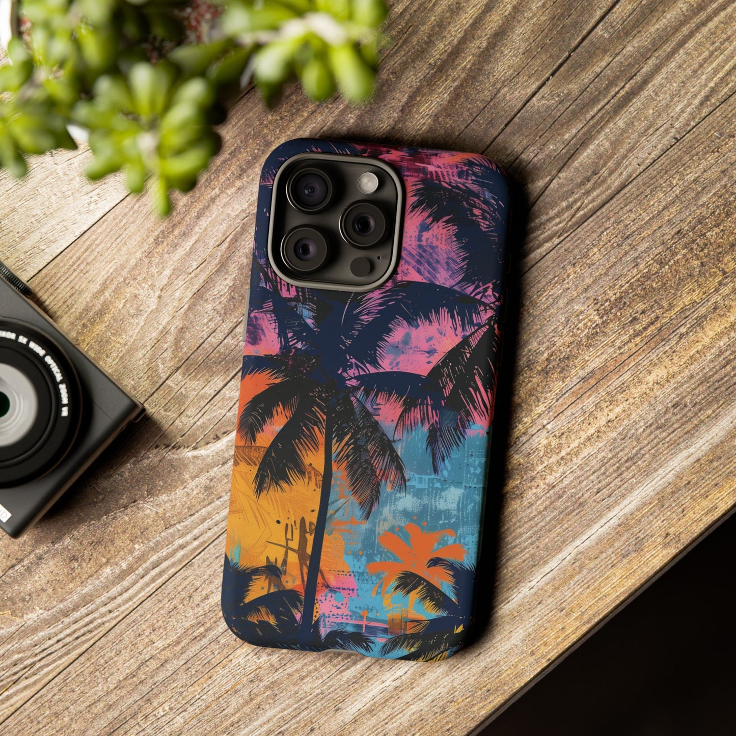 Tropical Phone Case - Colorful Palm Tree Design, Summer Vibes, Beach Lover Gift, Customizable Cover, Fun Accessory