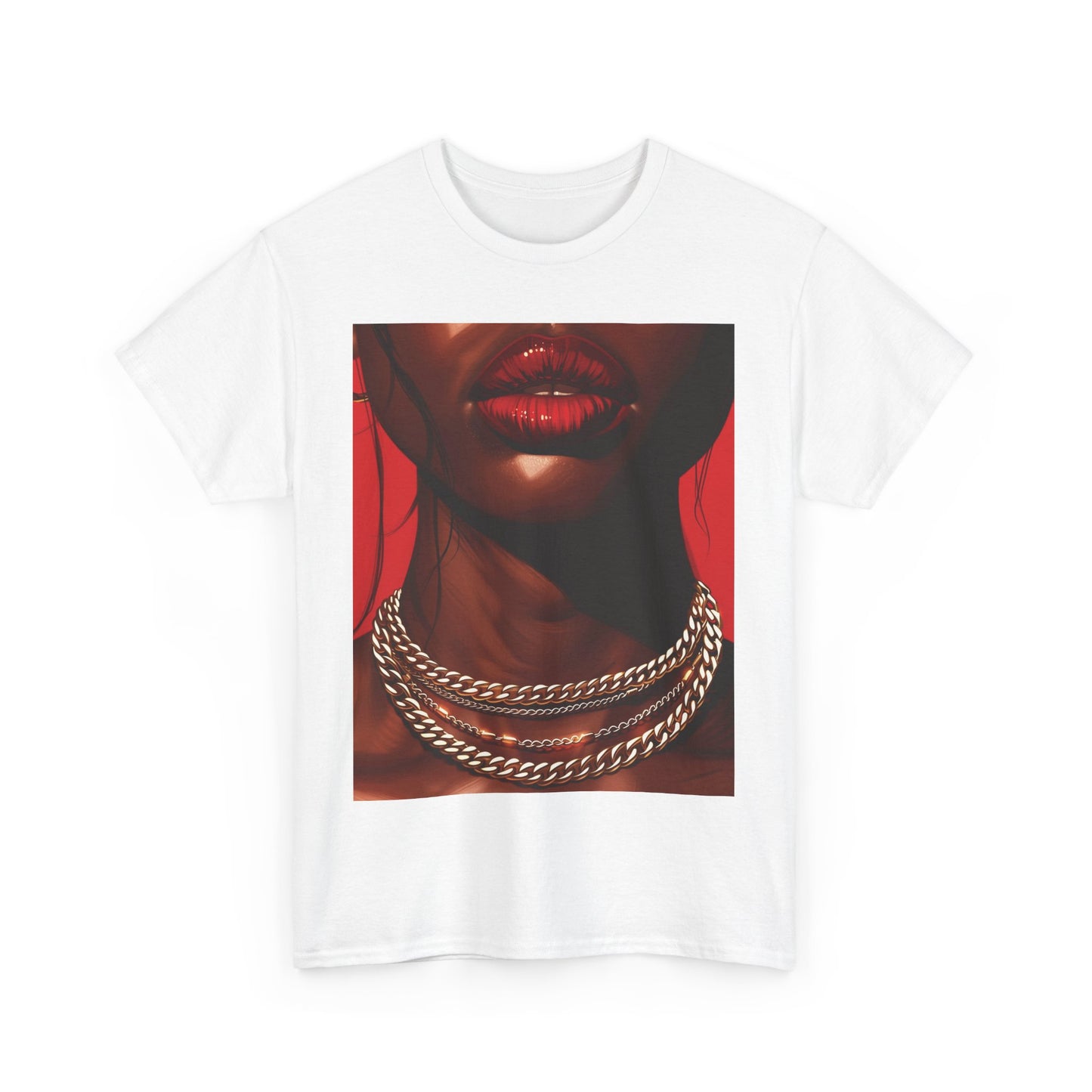 RED LIPS GOLD CHAINS - Unisex t-Shirt