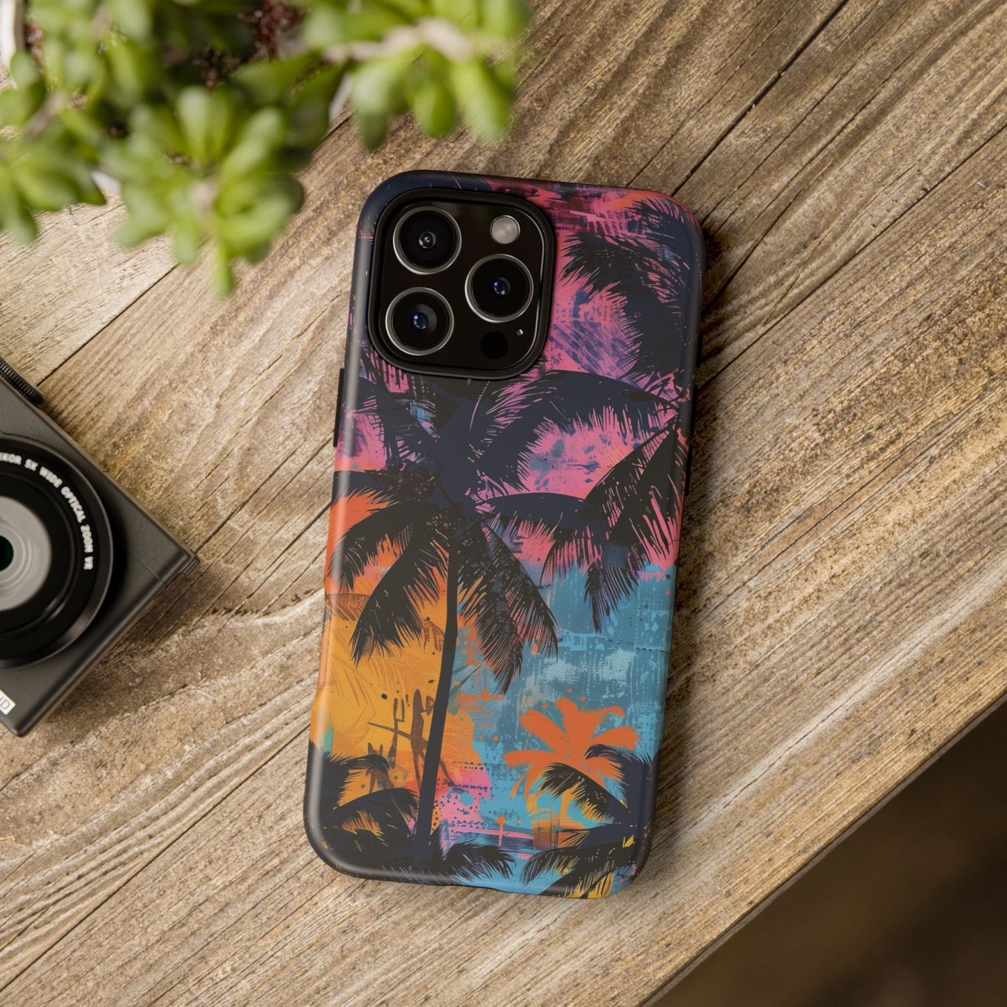 Tropical Phone Case - Colorful Palm Tree Design, Summer Vibes, Beach Lover Gift, Customizable Cover, Fun Accessory