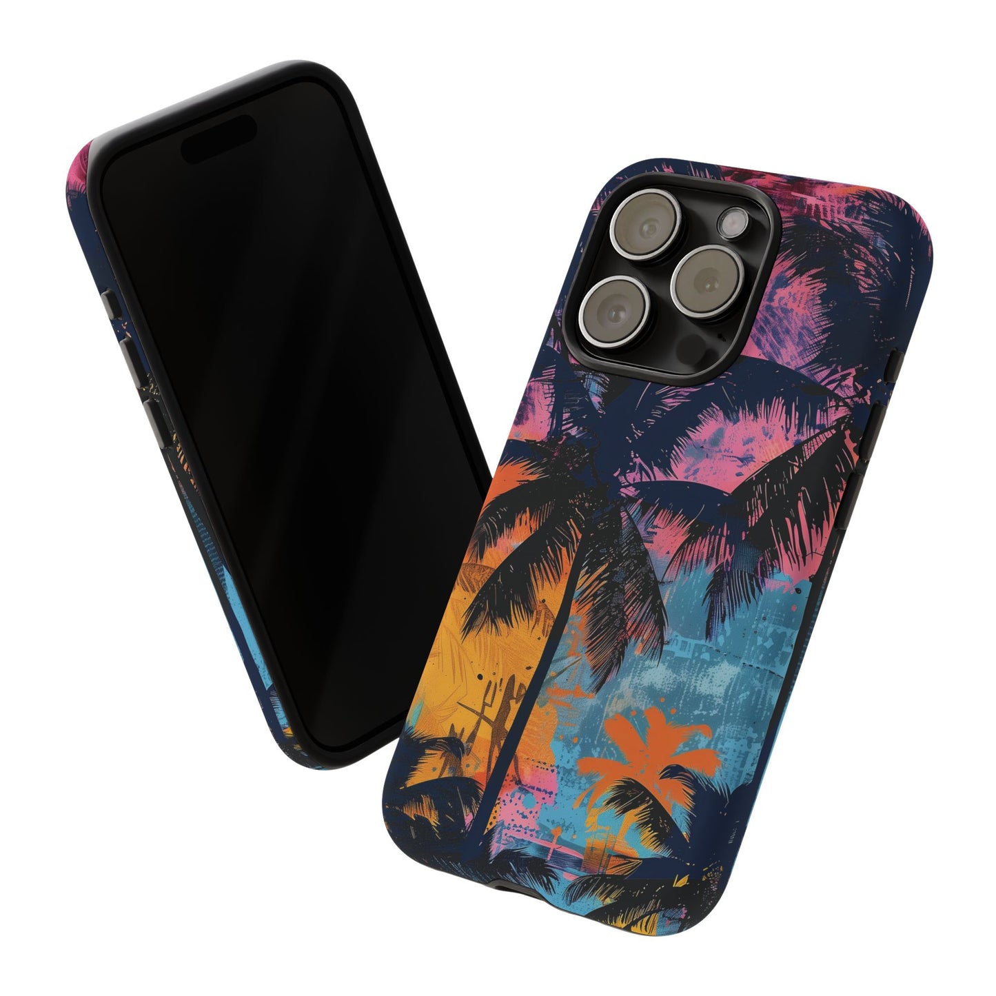Tropical Phone Case - Colorful Palm Tree Design, Summer Vibes, Beach Lover Gift, Customizable Cover, Fun Accessory