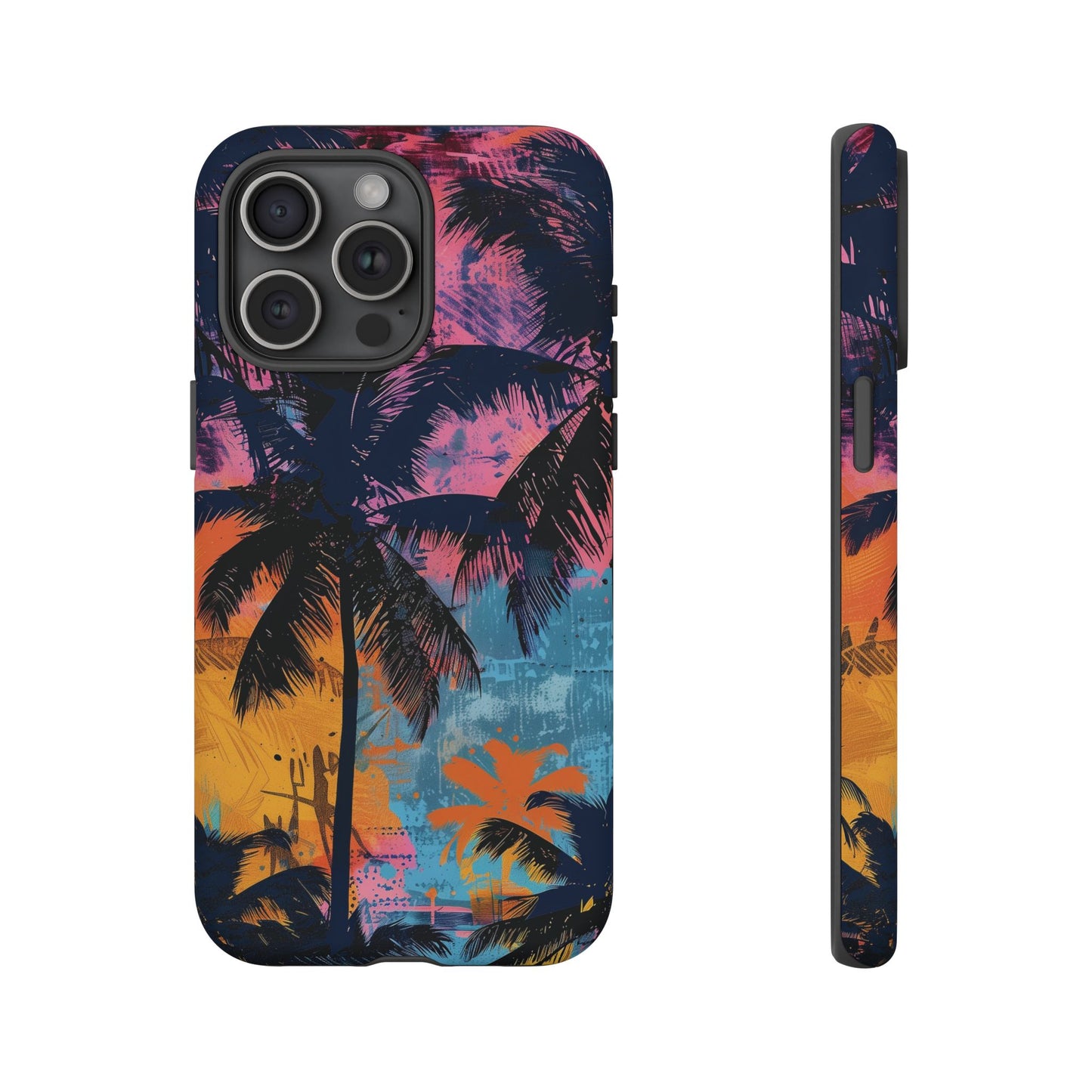 Tropical Phone Case - Colorful Palm Tree Design, Summer Vibes, Beach Lover Gift, Customizable Cover, Fun Accessory