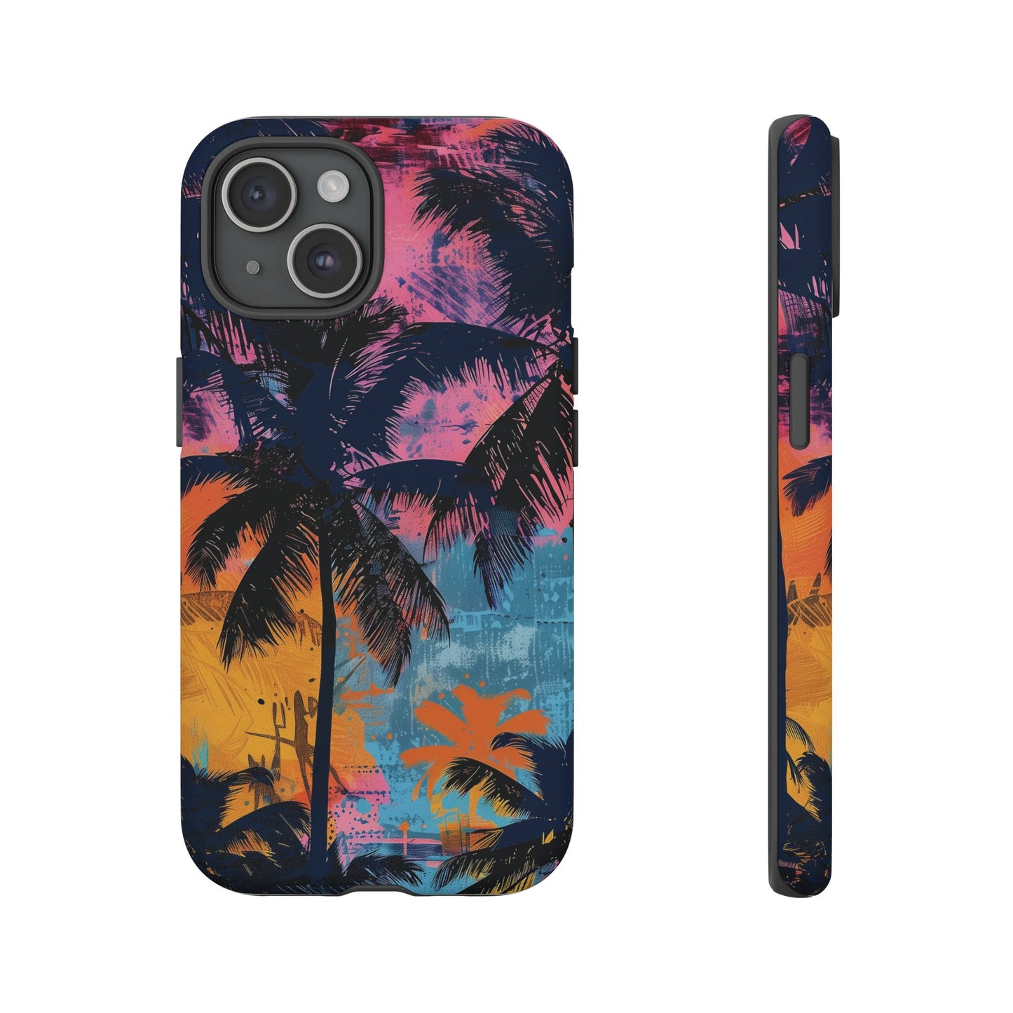 Tropical Phone Case - Colorful Palm Tree Design, Summer Vibes, Beach Lover Gift, Customizable Cover, Fun Accessory
