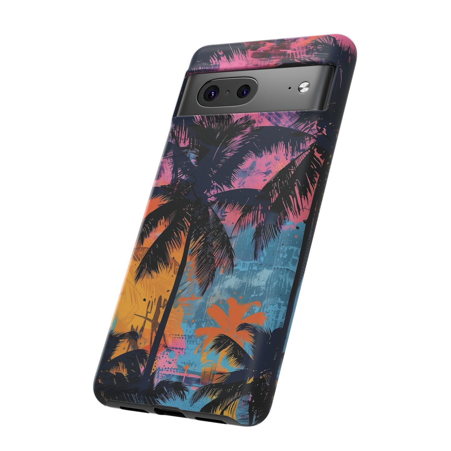 Tropical Phone Case - Colorful Palm Tree Design, Summer Vibes, Beach Lover Gift, Customizable Cover, Fun Accessory