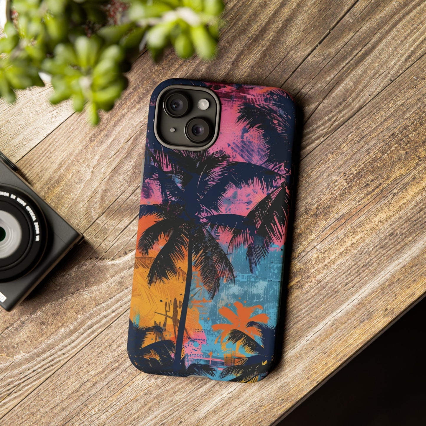 Tropical Phone Case - Colorful Palm Tree Design, Summer Vibes, Beach Lover Gift, Customizable Cover, Fun Accessory