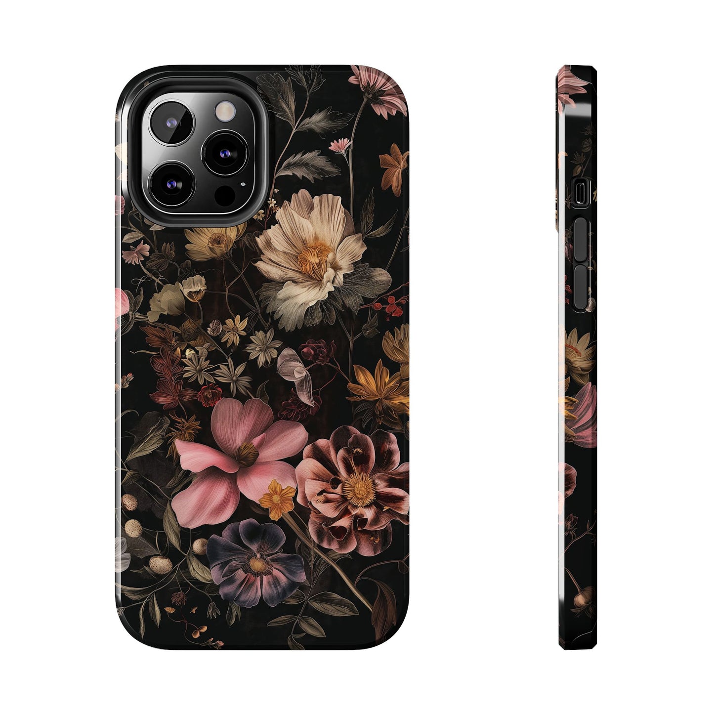Floral Noir Tough Phone Case Dark Vintage Flower Protective Cover