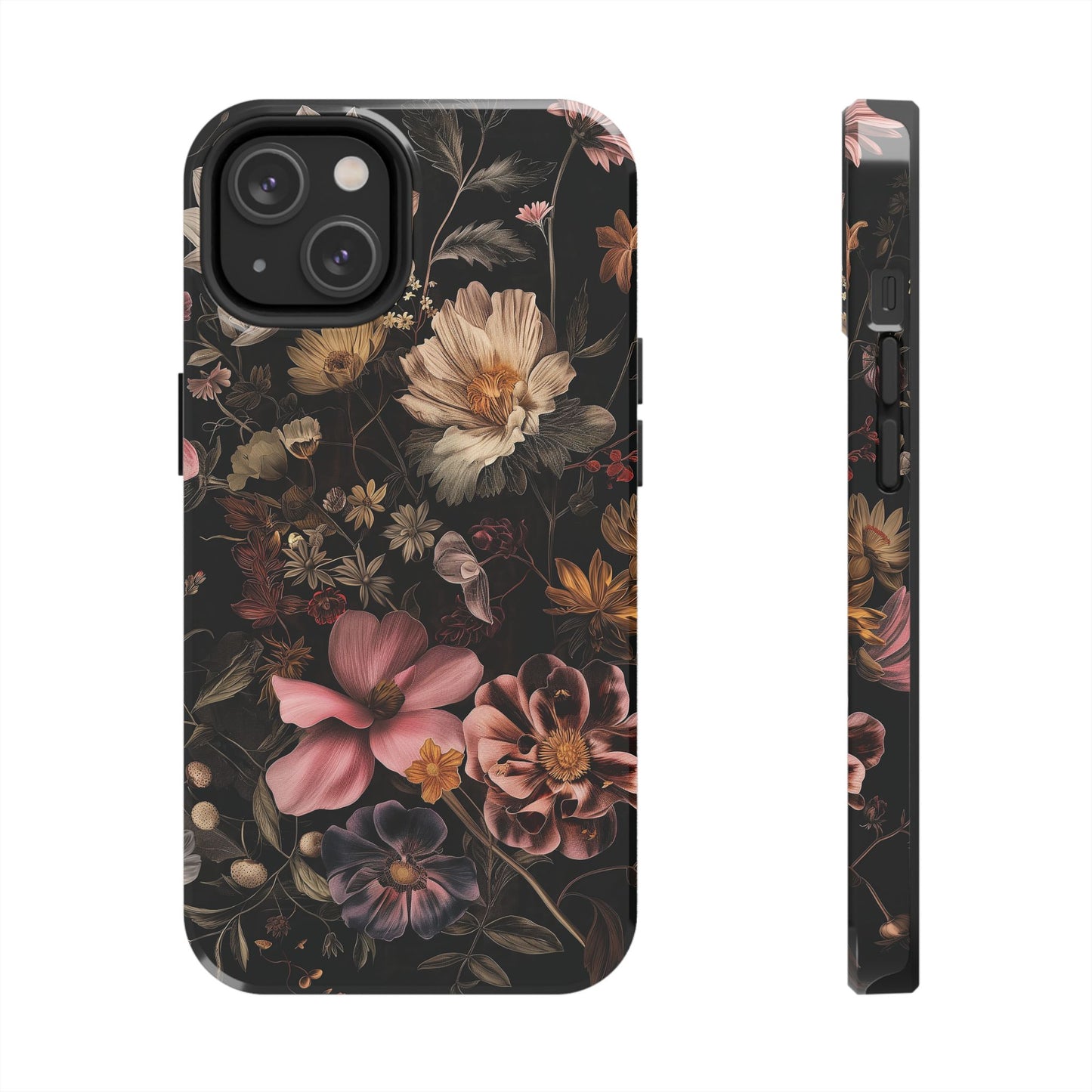 Floral Noir Tough Phone Case Dark Vintage Flower Protective Cover