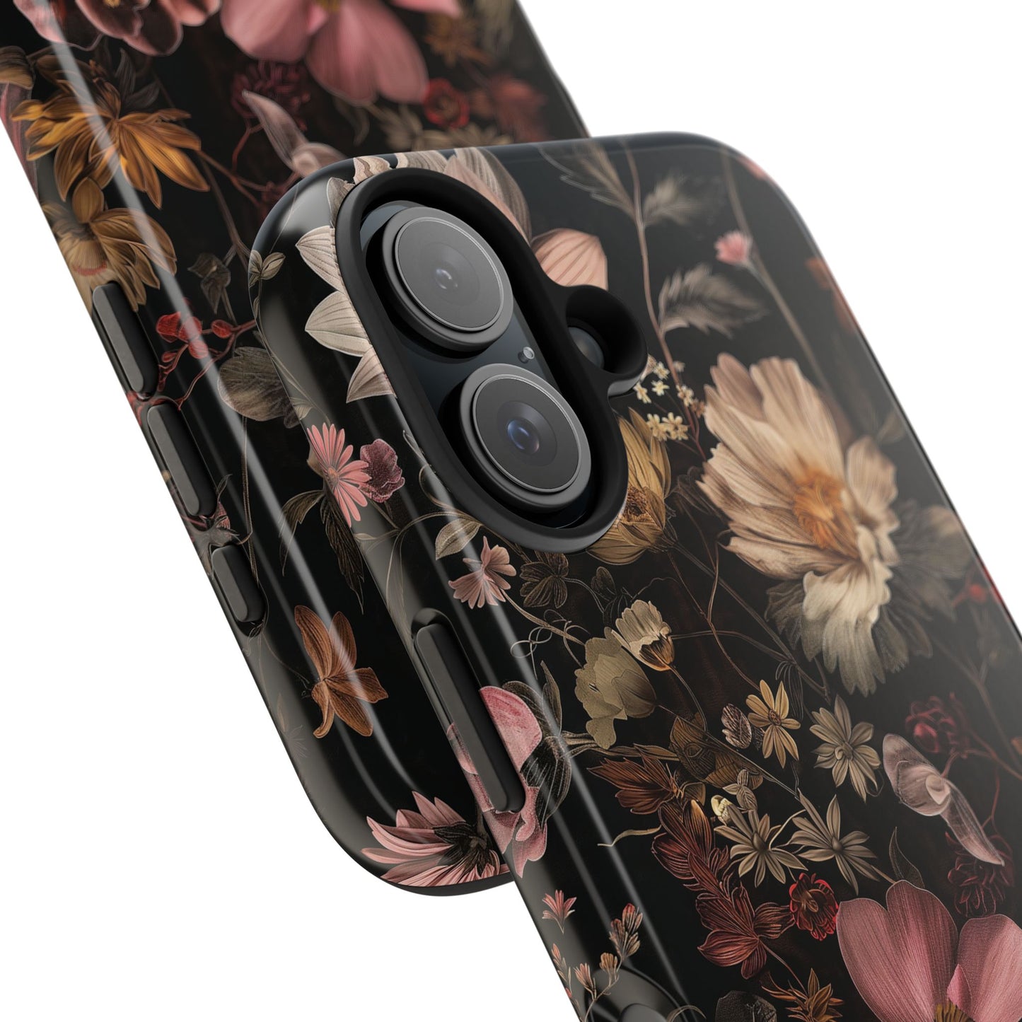 Floral Noir Tough Phone Case Dark Vintage Flower Protective Cover