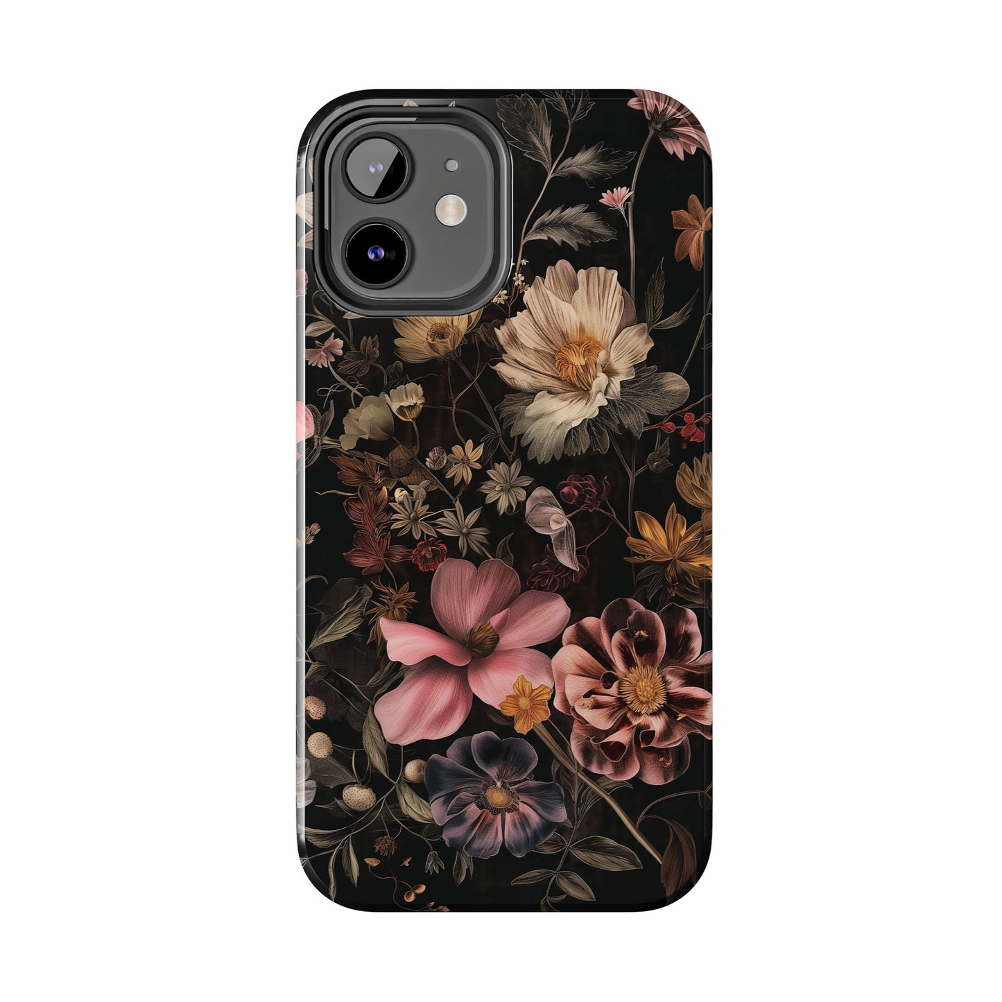 Floral Noir Tough Phone Case Dark Vintage Flower Protective Cover
