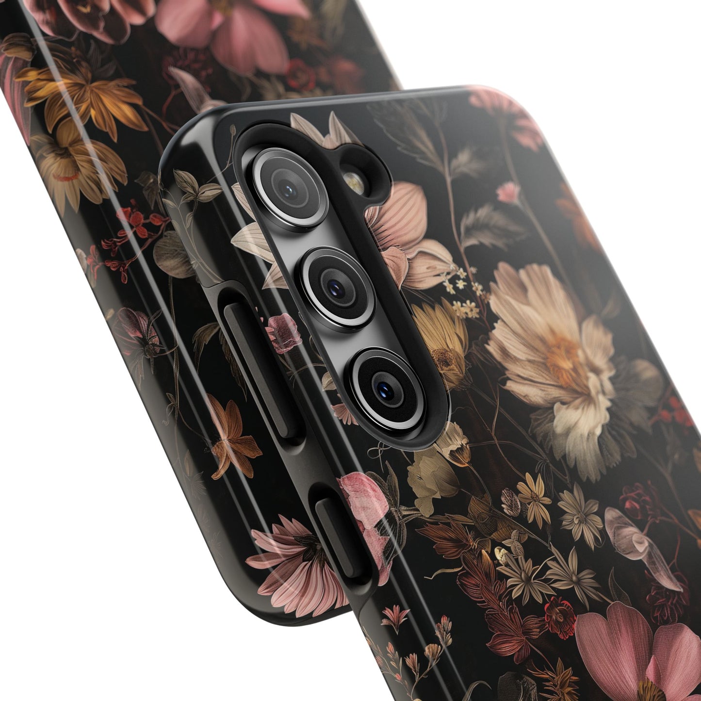 Floral Noir Tough Phone Case Dark Vintage Flower Protective Cover