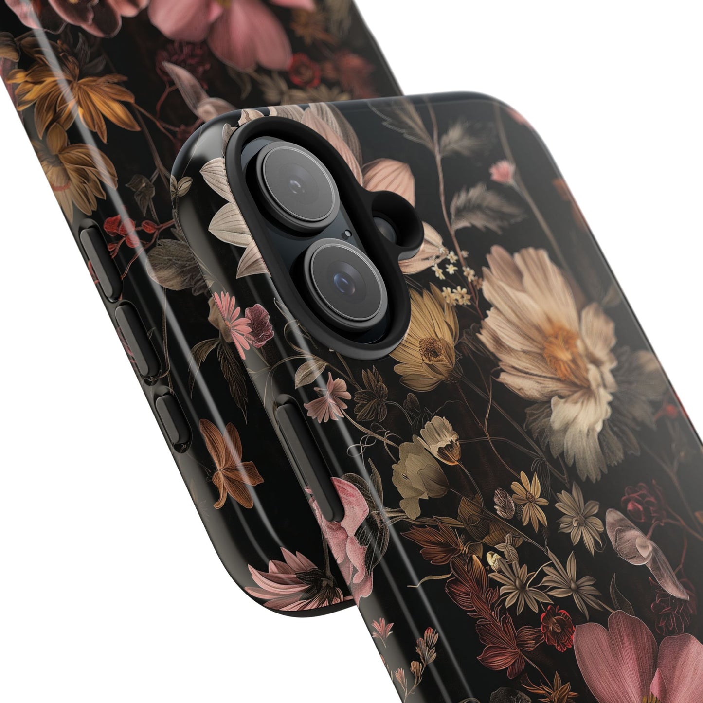 Floral Noir Tough Phone Case Dark Vintage Flower Protective Cover