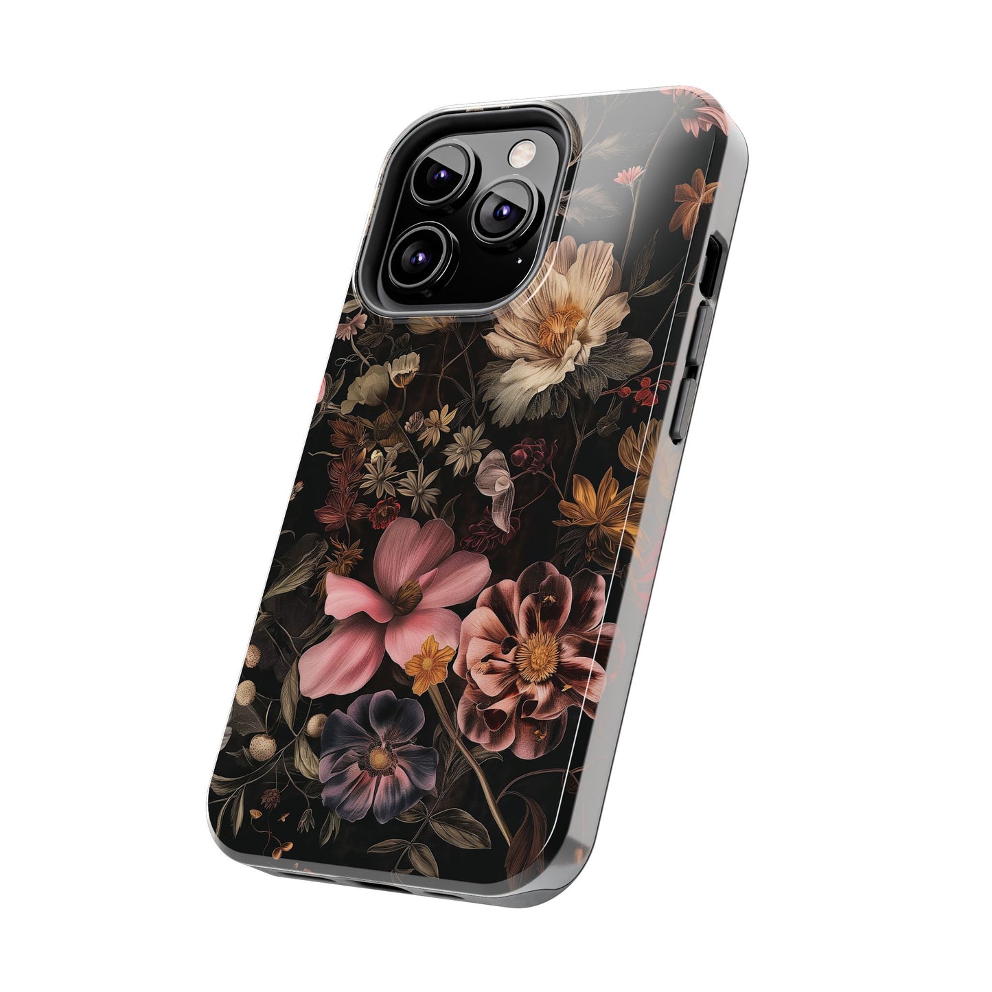 Floral Noir Tough Phone Case Dark Vintage Flower Protective Cover