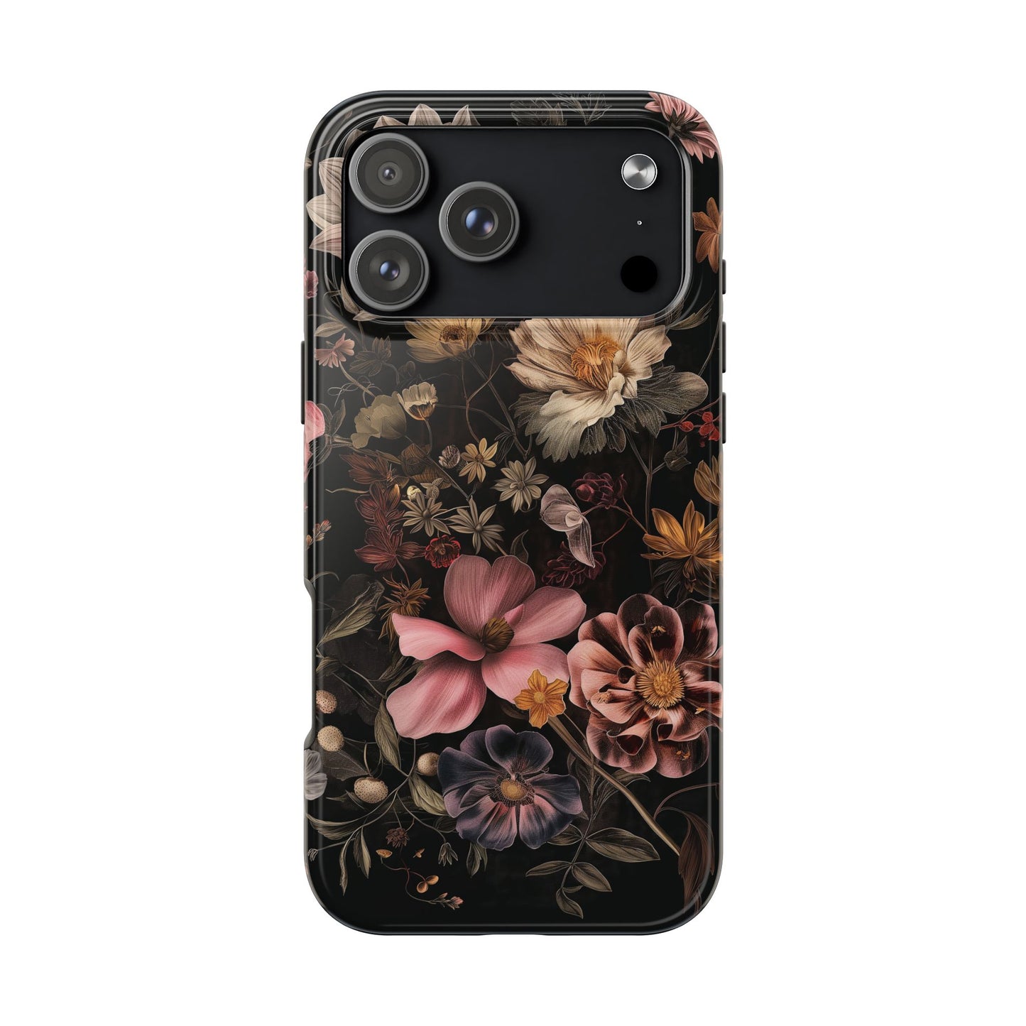Floral Noir Tough Phone Case Dark Vintage Flower Protective Cover