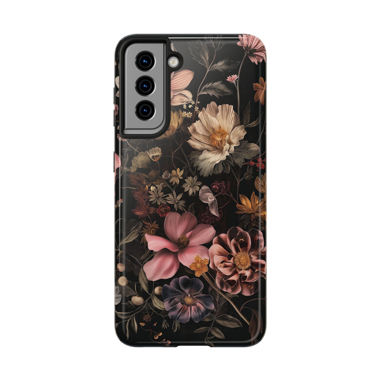Floral Noir Tough Phone Case Dark Vintage Flower Protective Cover
