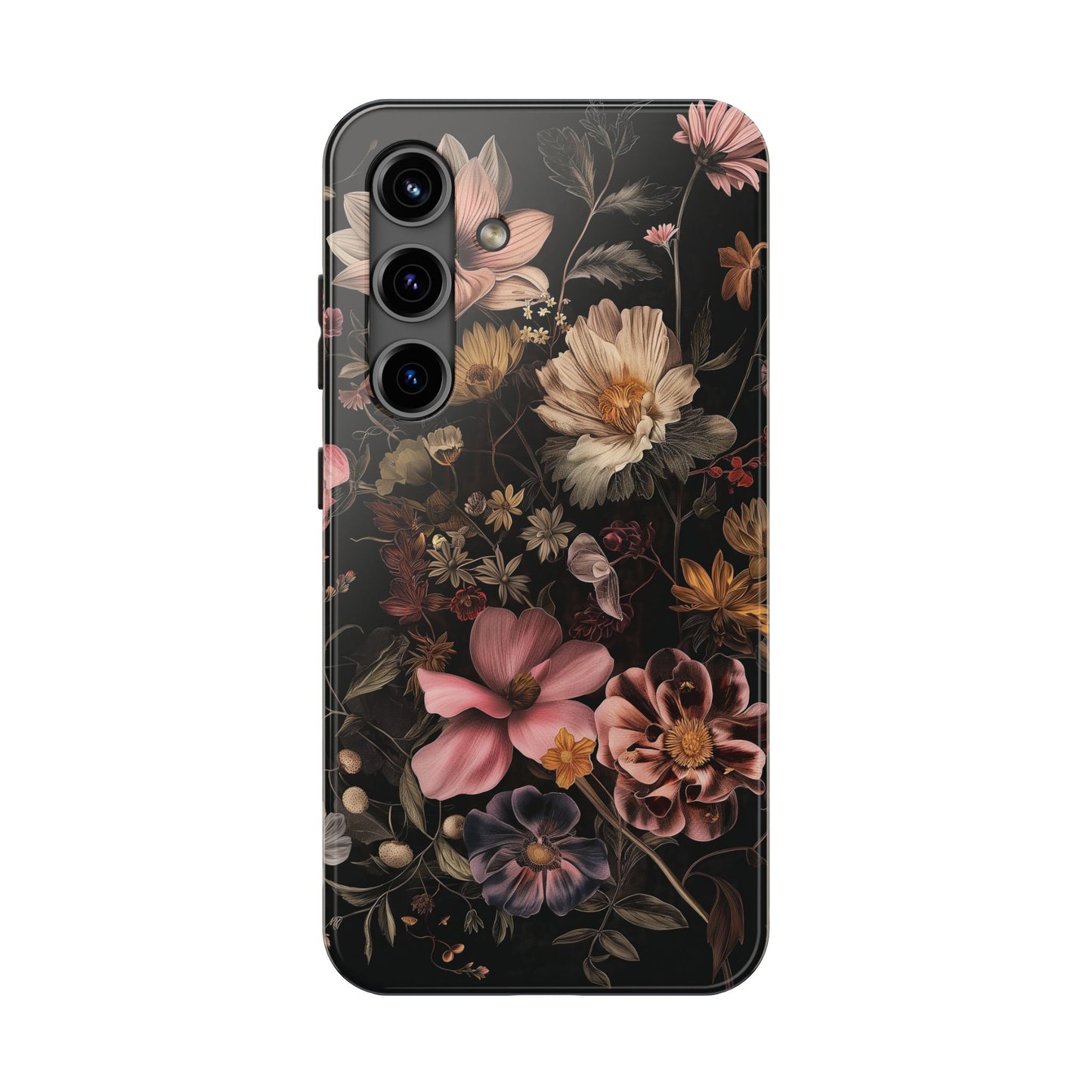 Floral Noir Tough Phone Case Dark Vintage Flower Protective Cover
