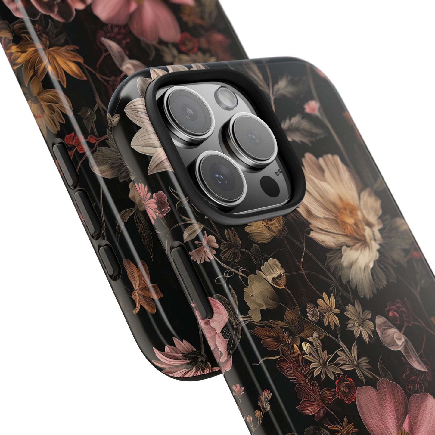 Floral Noir Tough Phone Case Dark Vintage Flower Protective Cover