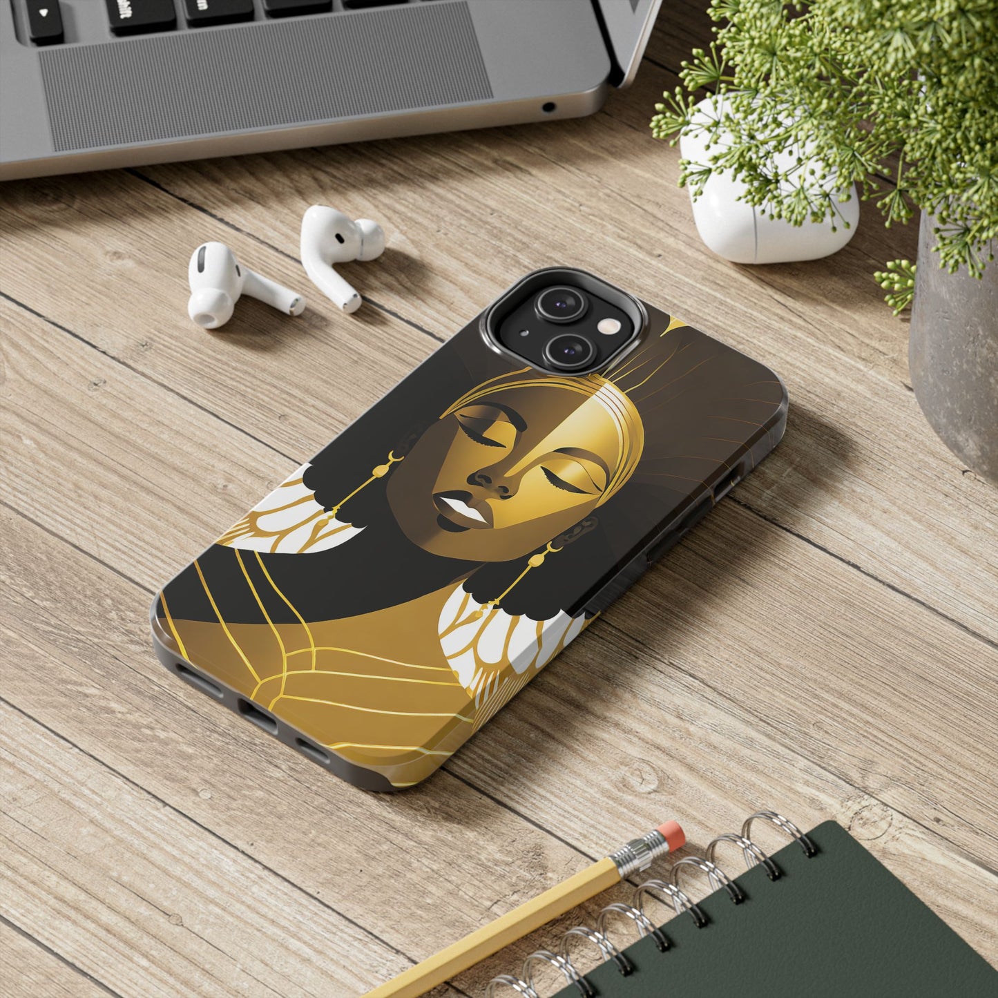 Golden Goddess Tough Phone Case — Afrocentric Art Protective Cell Phone Case