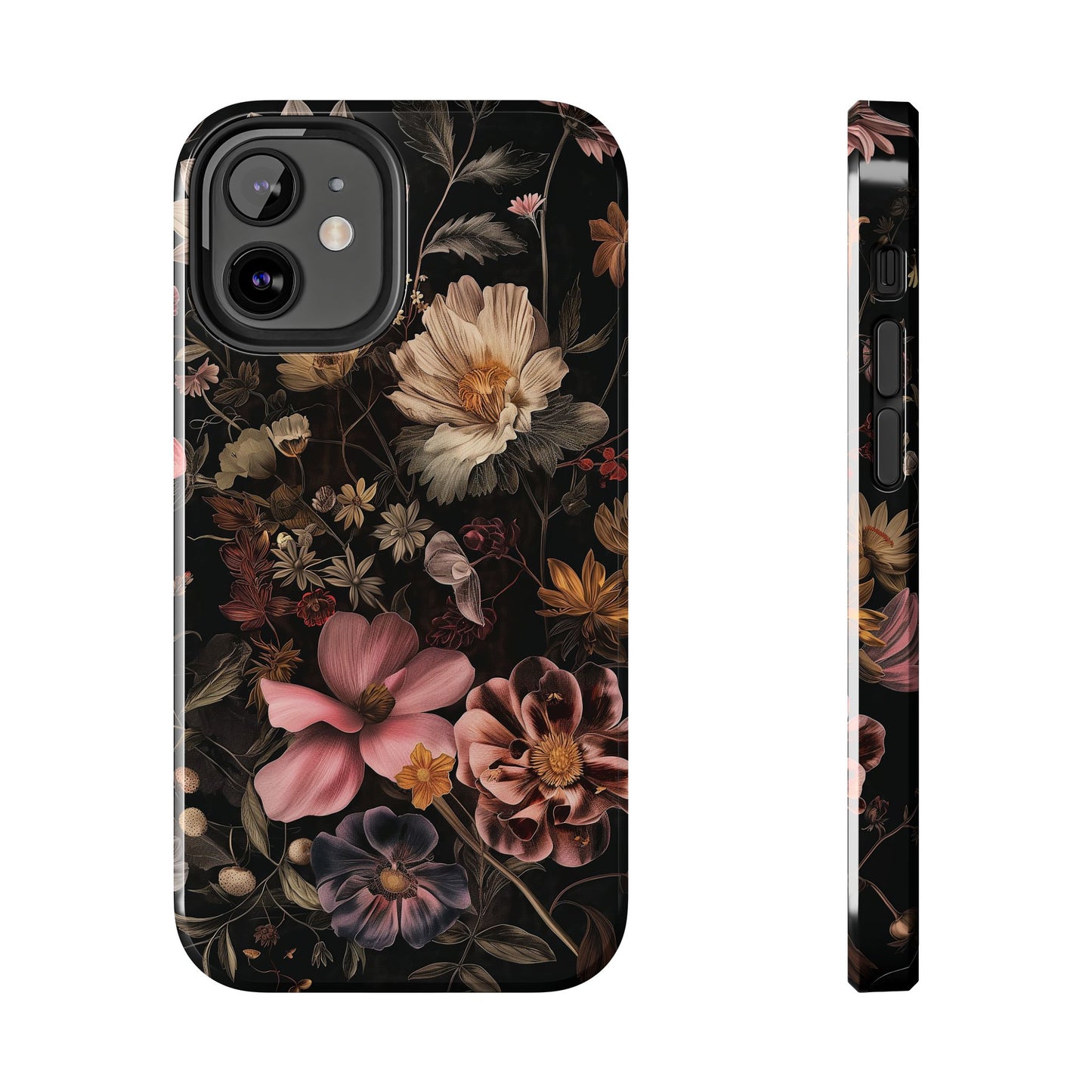 Floral Noir Tough Phone Case Dark Vintage Flower Protective Cover