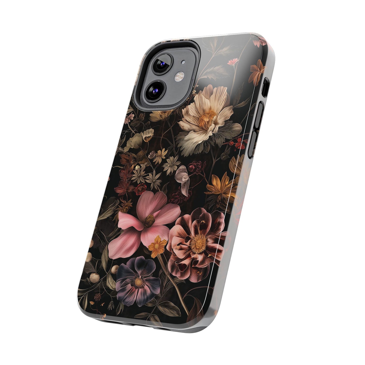 Floral Noir Tough Phone Case Dark Vintage Flower Protective Cover