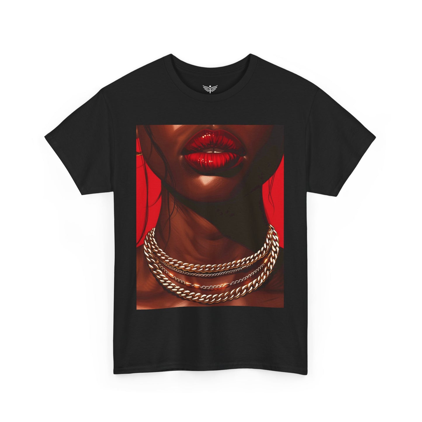 RED LIPS GOLD CHAINS - Unisex t-Shirt