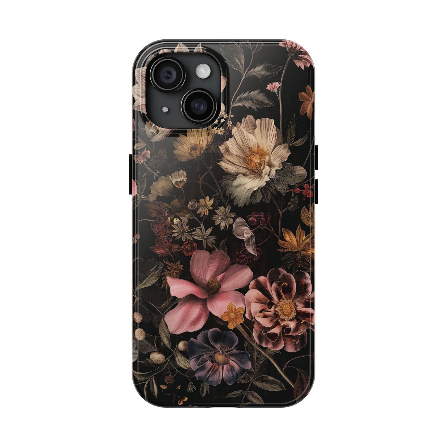 Floral Noir Tough Phone Case Dark Vintage Flower Protective Cover