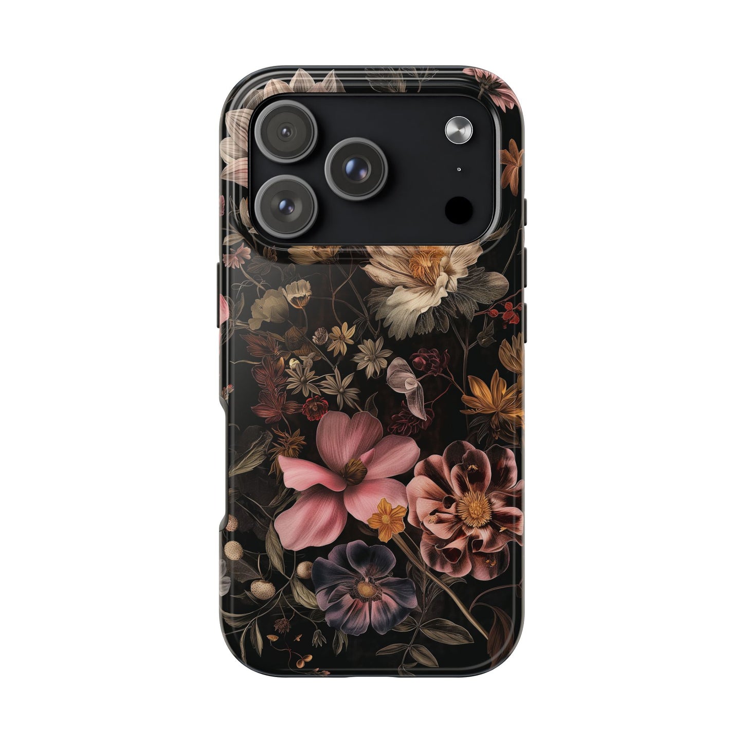 Floral Noir Tough Phone Case Dark Vintage Flower Protective Cover