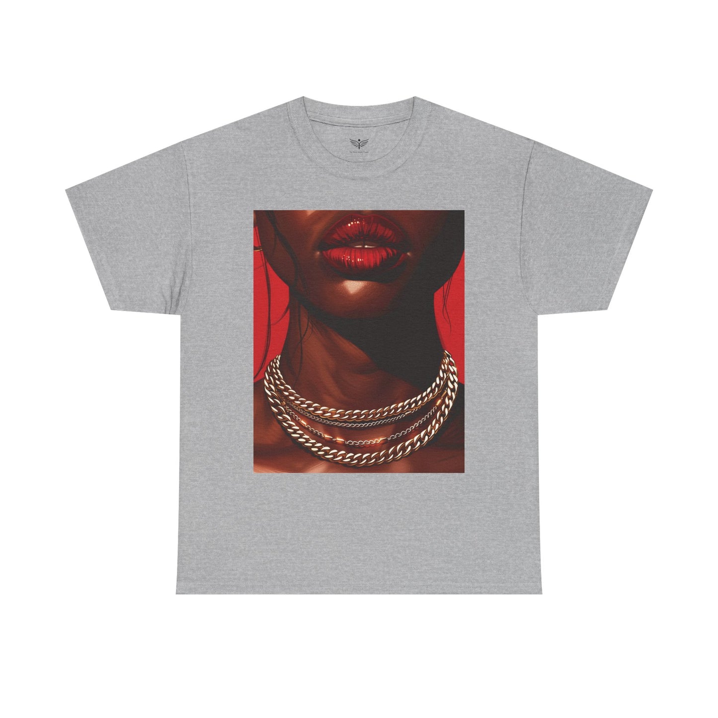 RED LIPS GOLD CHAINS - T-Shirts