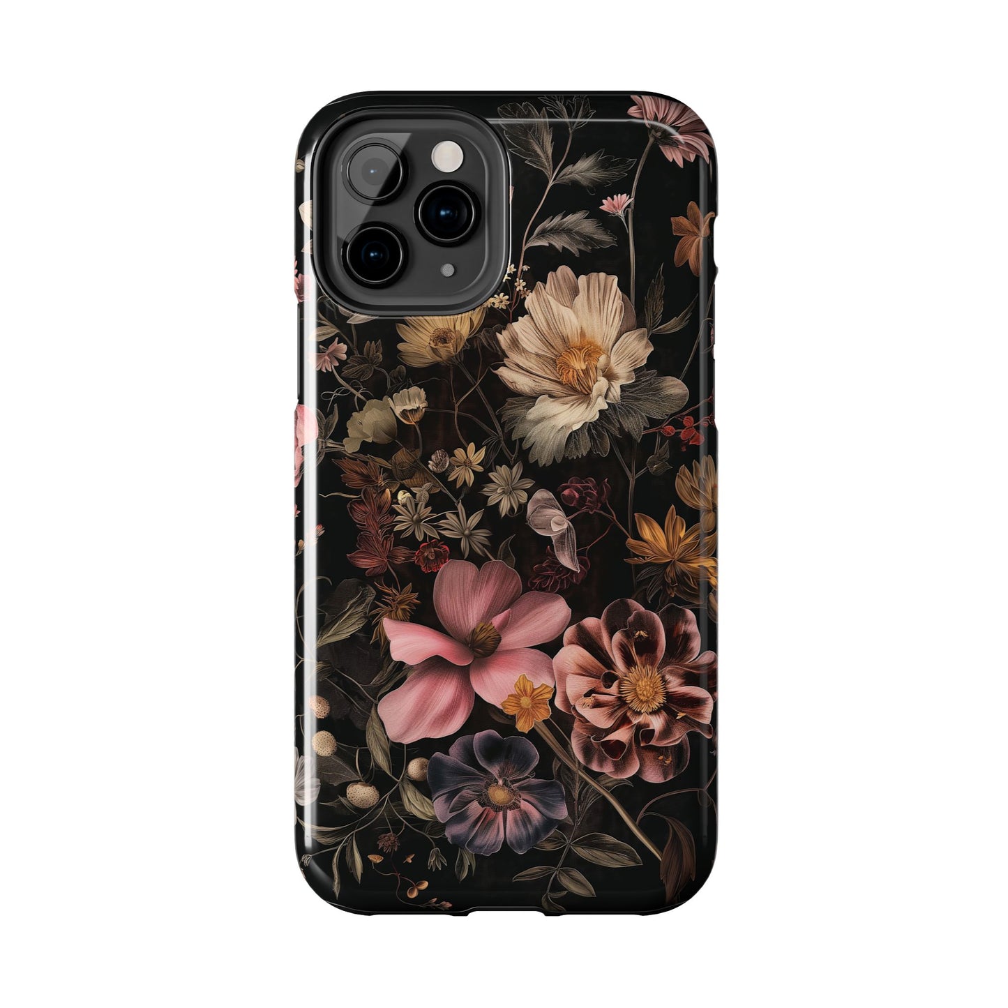 Floral Noir Tough Phone Case Dark Vintage Flower Protective Cover